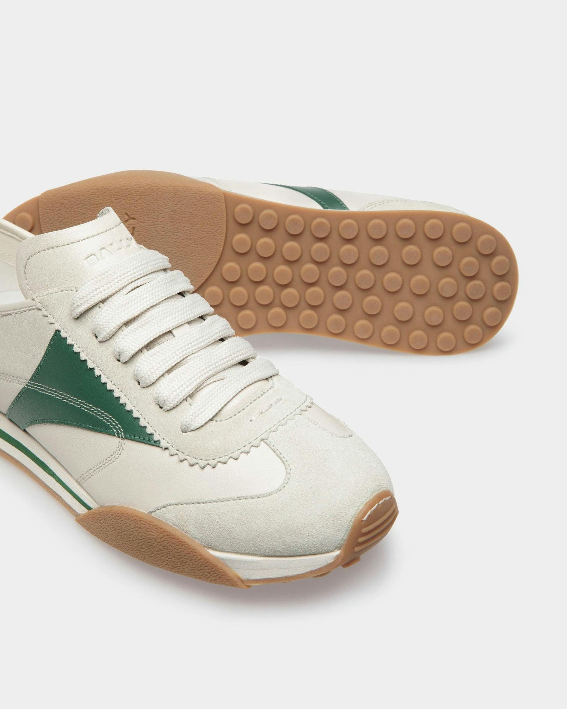 Sussex Sneakers In Dusty White And Kelly Green Leather - Men's - Bally - 05