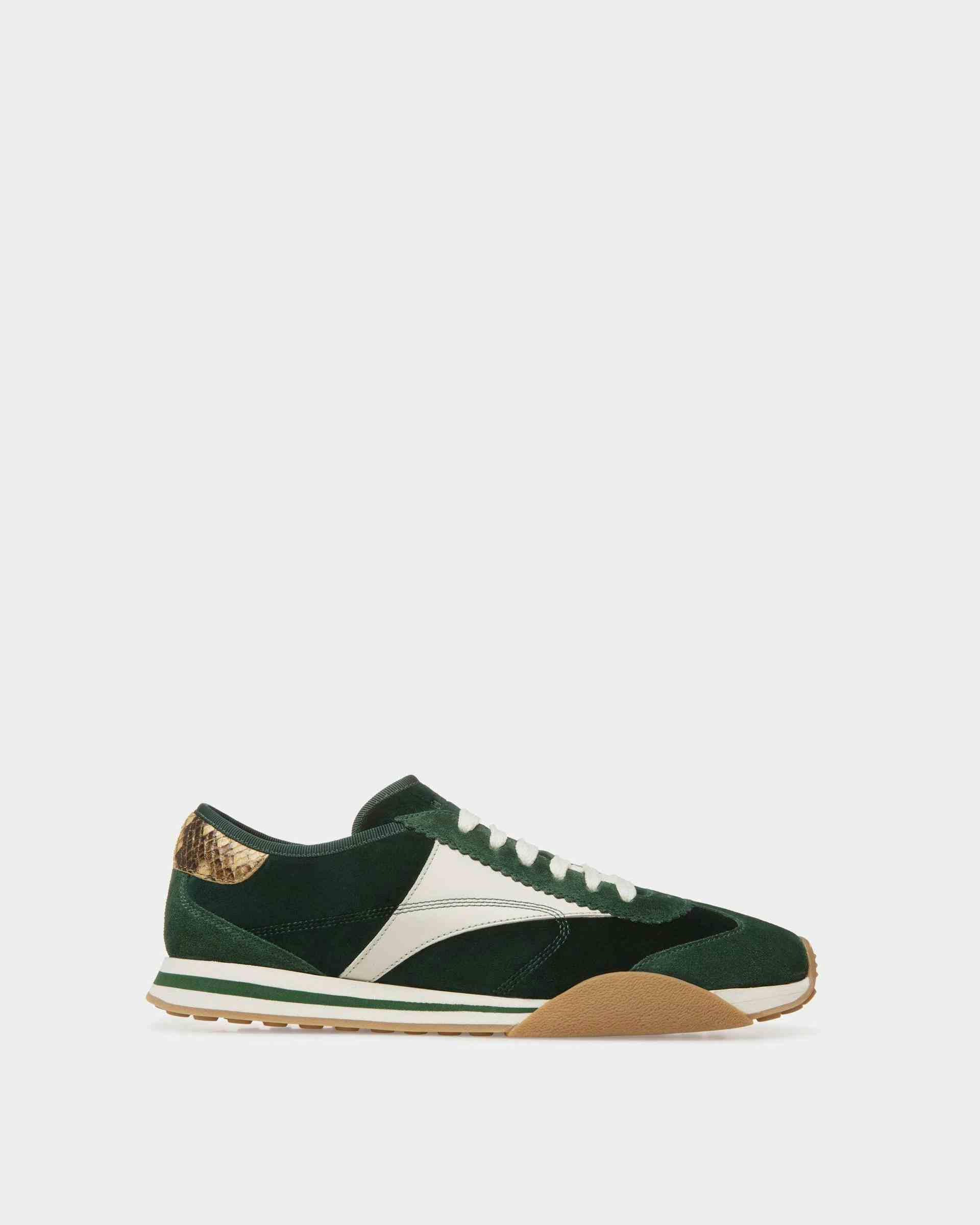 Sussex Sneakers In Green And Dusty White Leather And Cotton - Men's - Bally