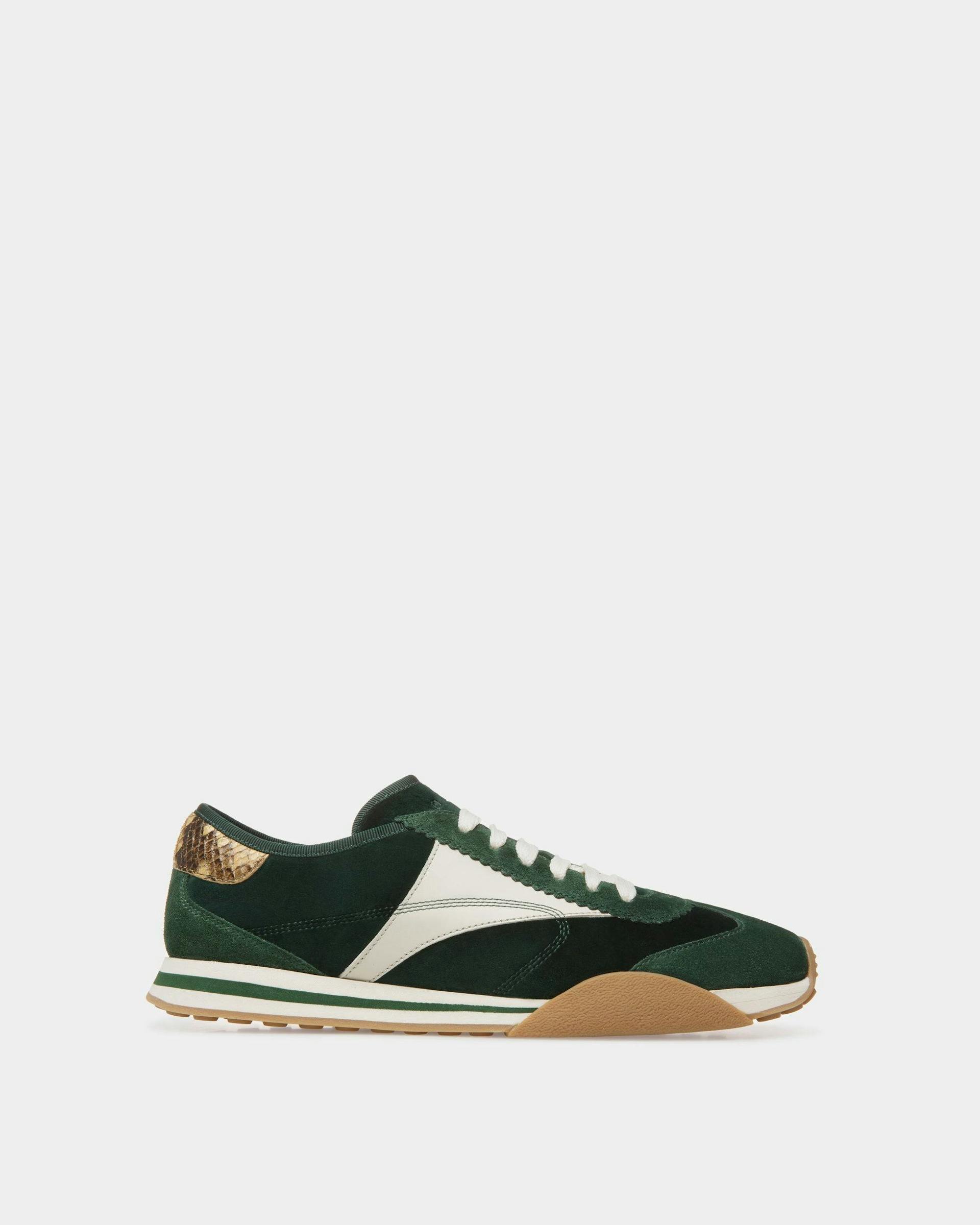 Sussex Sneakers In Green And Dusty White Leather And Cotton - Men's - Bally - 01