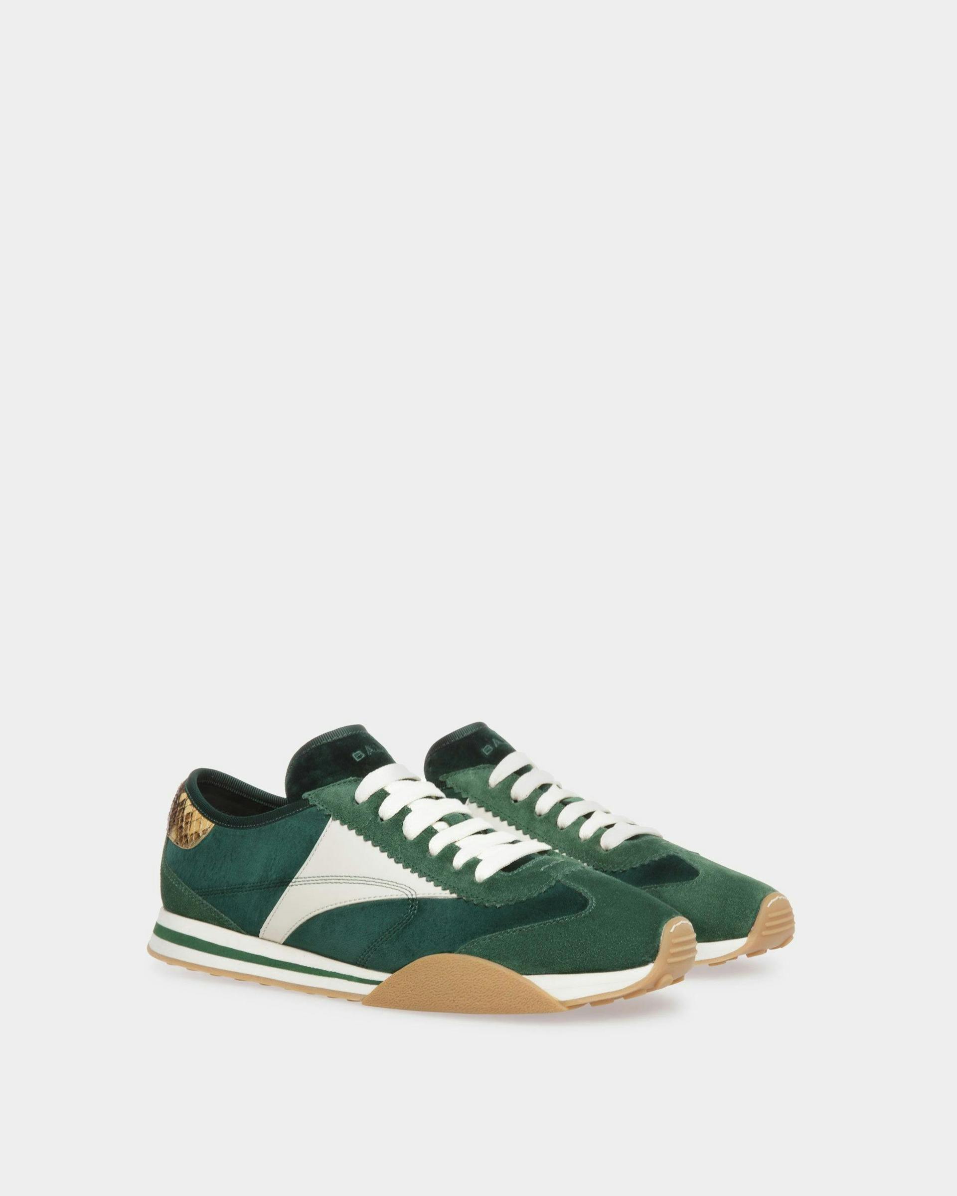 Sussex Sneakers In Green And Dusty White Leather And Cotton - Men's - Bally - 03