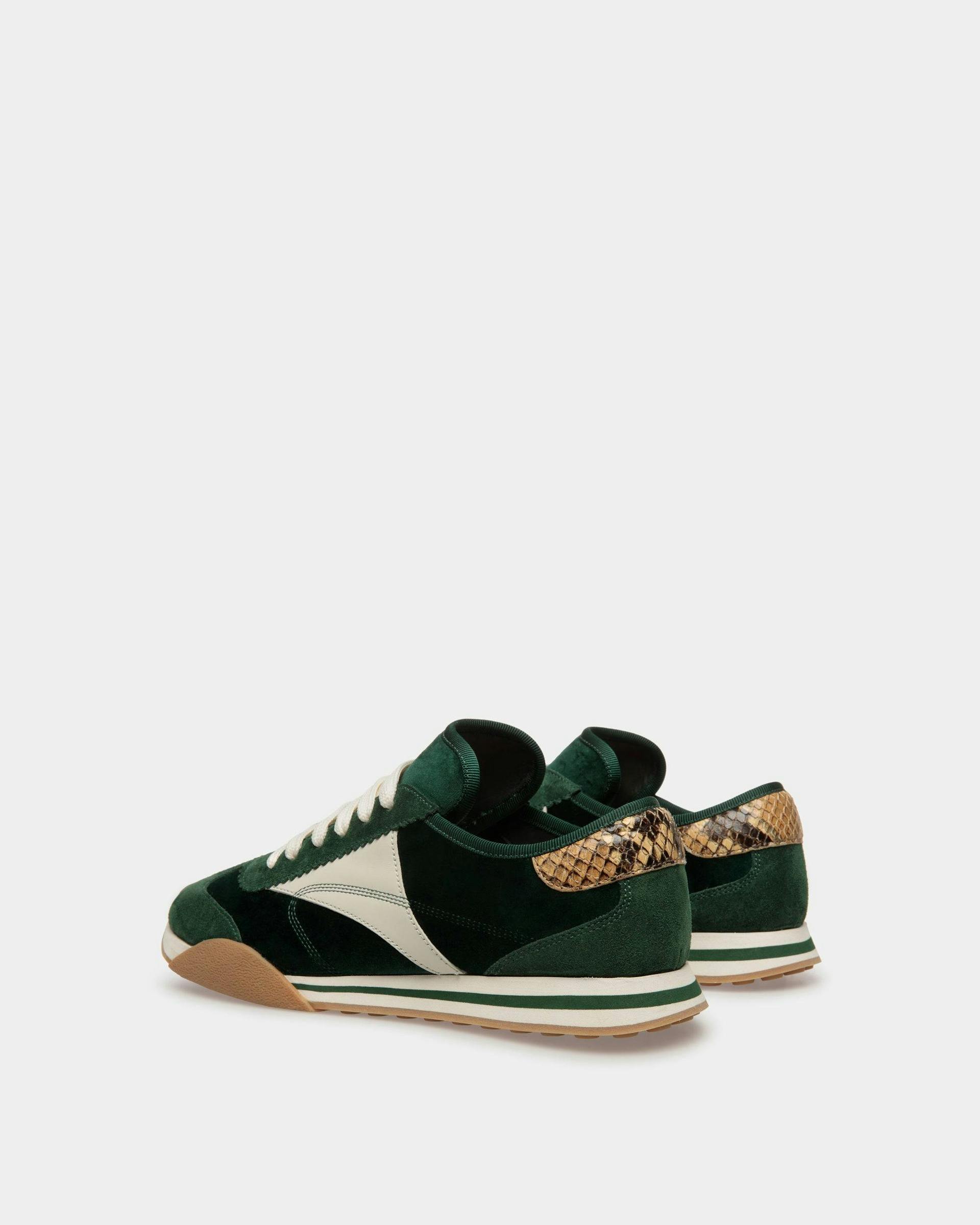 Sussex Sneakers In Green And Dusty White Leather And Cotton - Men's - Bally - 04