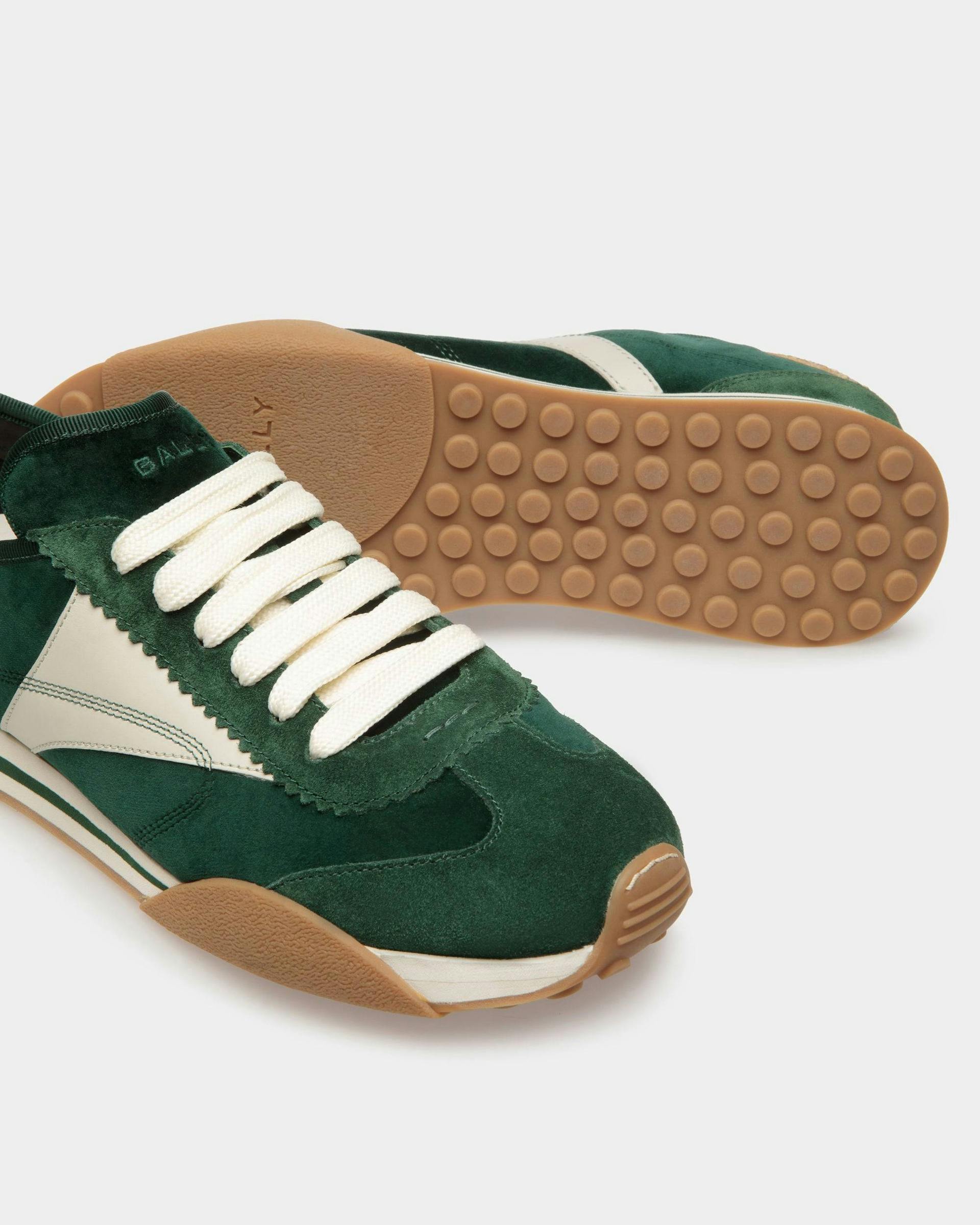 Sussex Sneakers In Green And Dusty White Leather And Cotton - Men's - Bally - 05