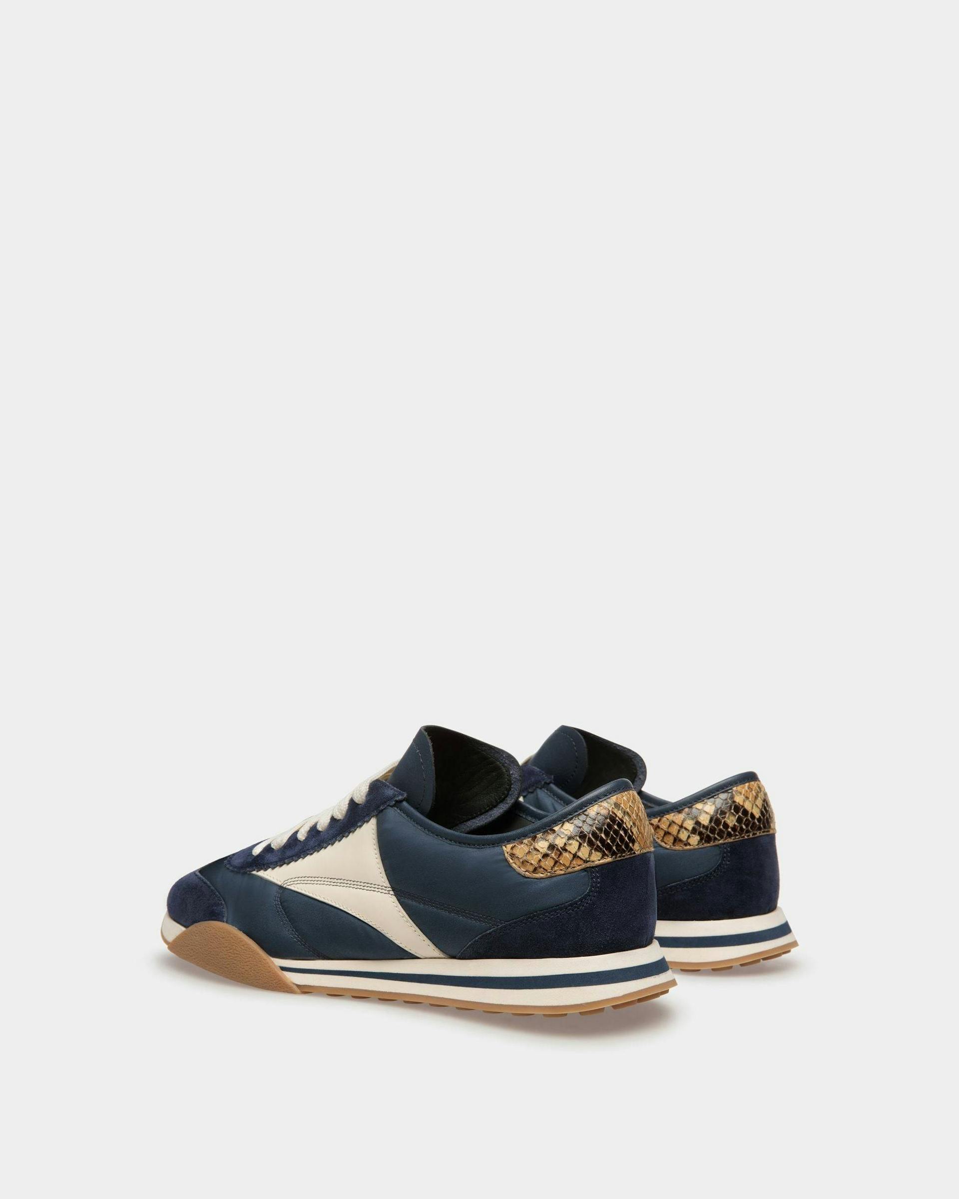 Sneakers Sussex En cuir et tissu bleu marine et ivoire - Homme - Bally - 03