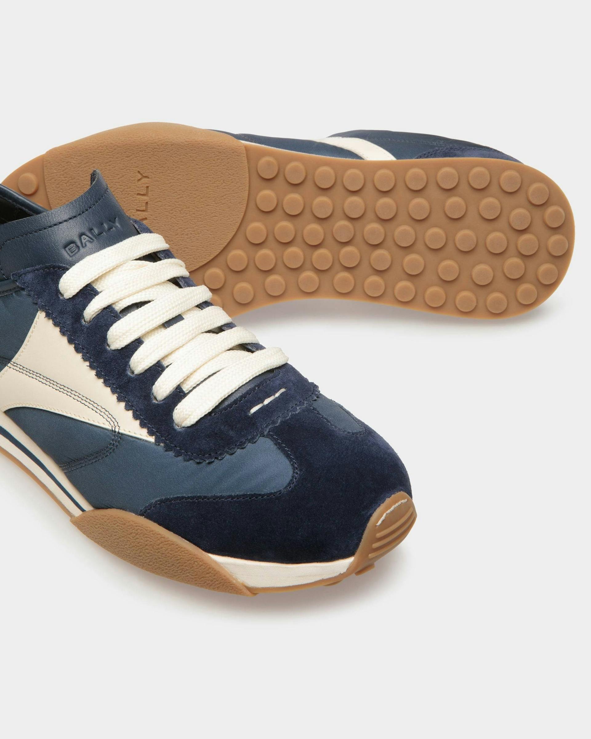 Sneakers Sussex En cuir et tissu bleu marine et ivoire - Homme - Bally - 04