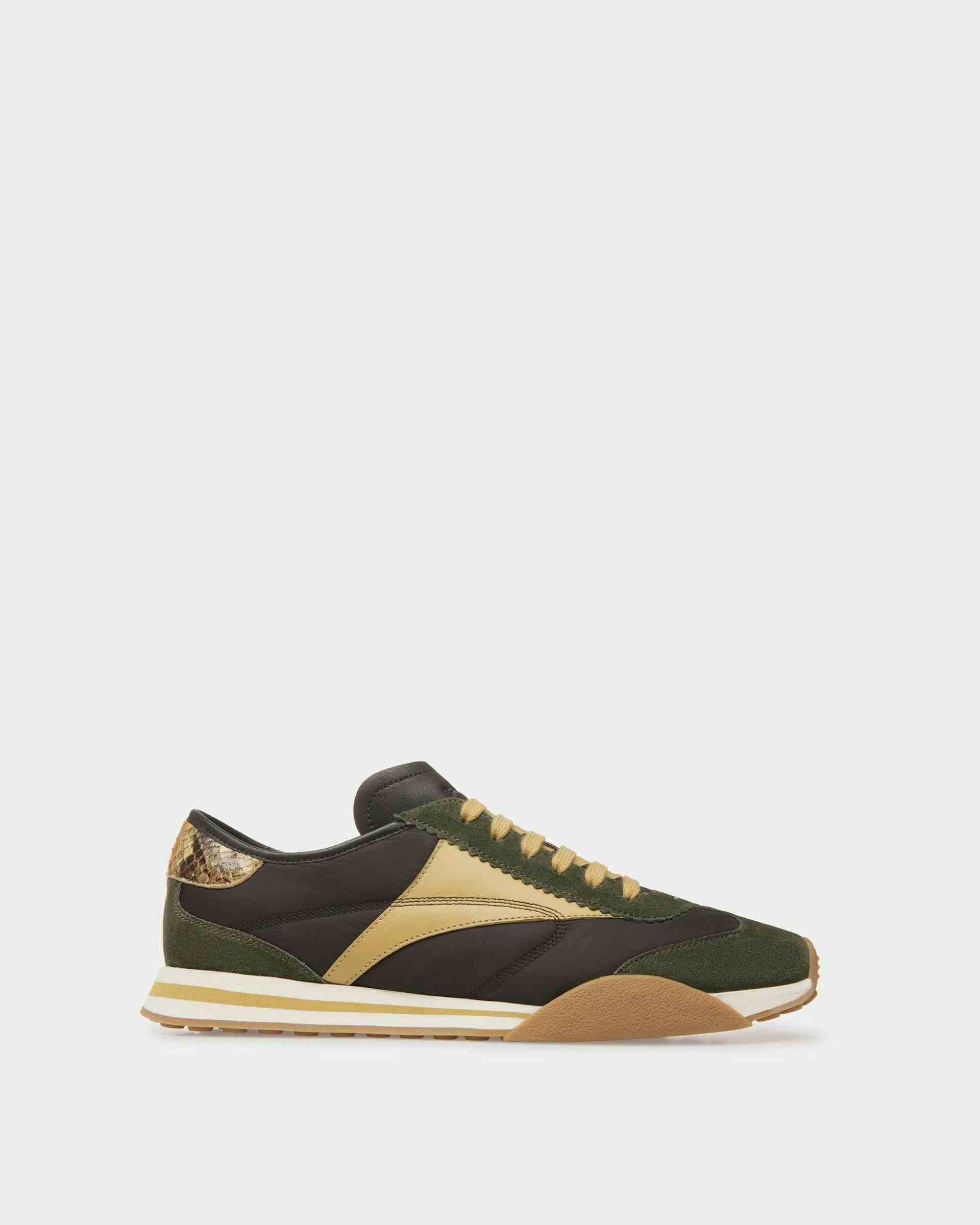 Sussex Sneakers In Green And Black Leather And Fabric - Men's - Bally