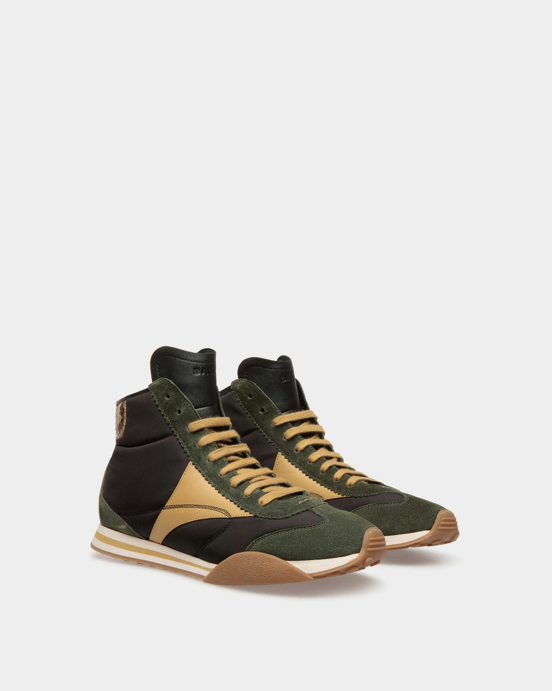 Sussex Sneakers In Green And Black Leather And Fabric - Men's - Bally - 02