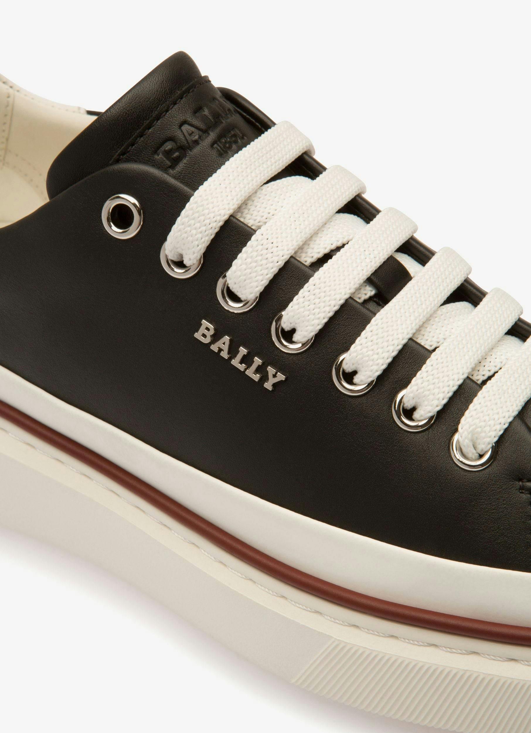 Maily Leather Sneakers In Black & White - Men's - Bally - 04