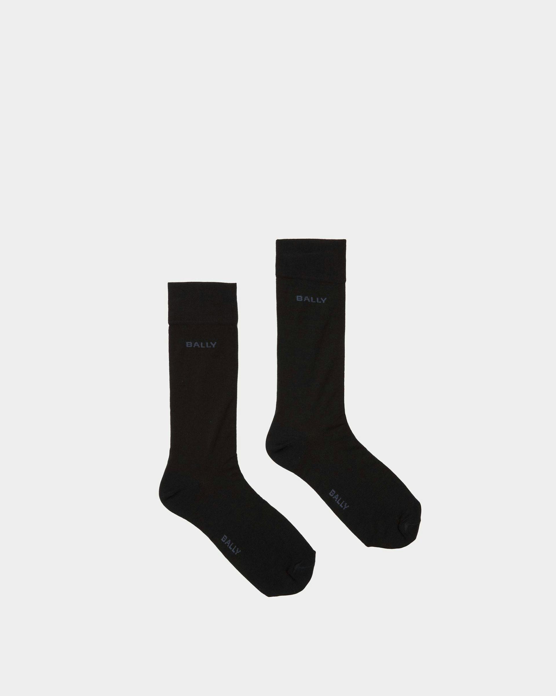 Chaussettes avec logo Coton chiné couleur encre et indigo - Homme - Bally - 01