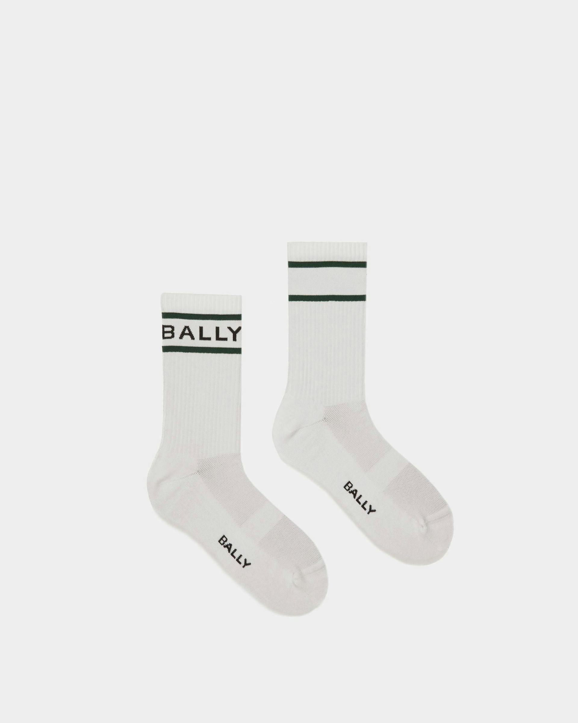 Bally Stripe Socks In White And Green - Men's - Bally - 01