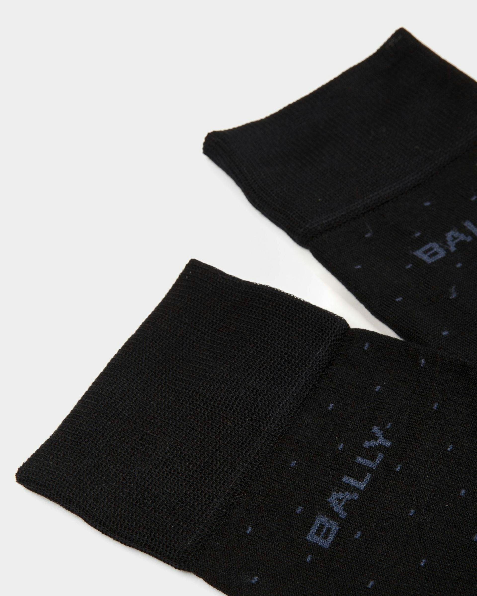 Logo Socks In Ink Cotton Mix - Men's - Bally - 02