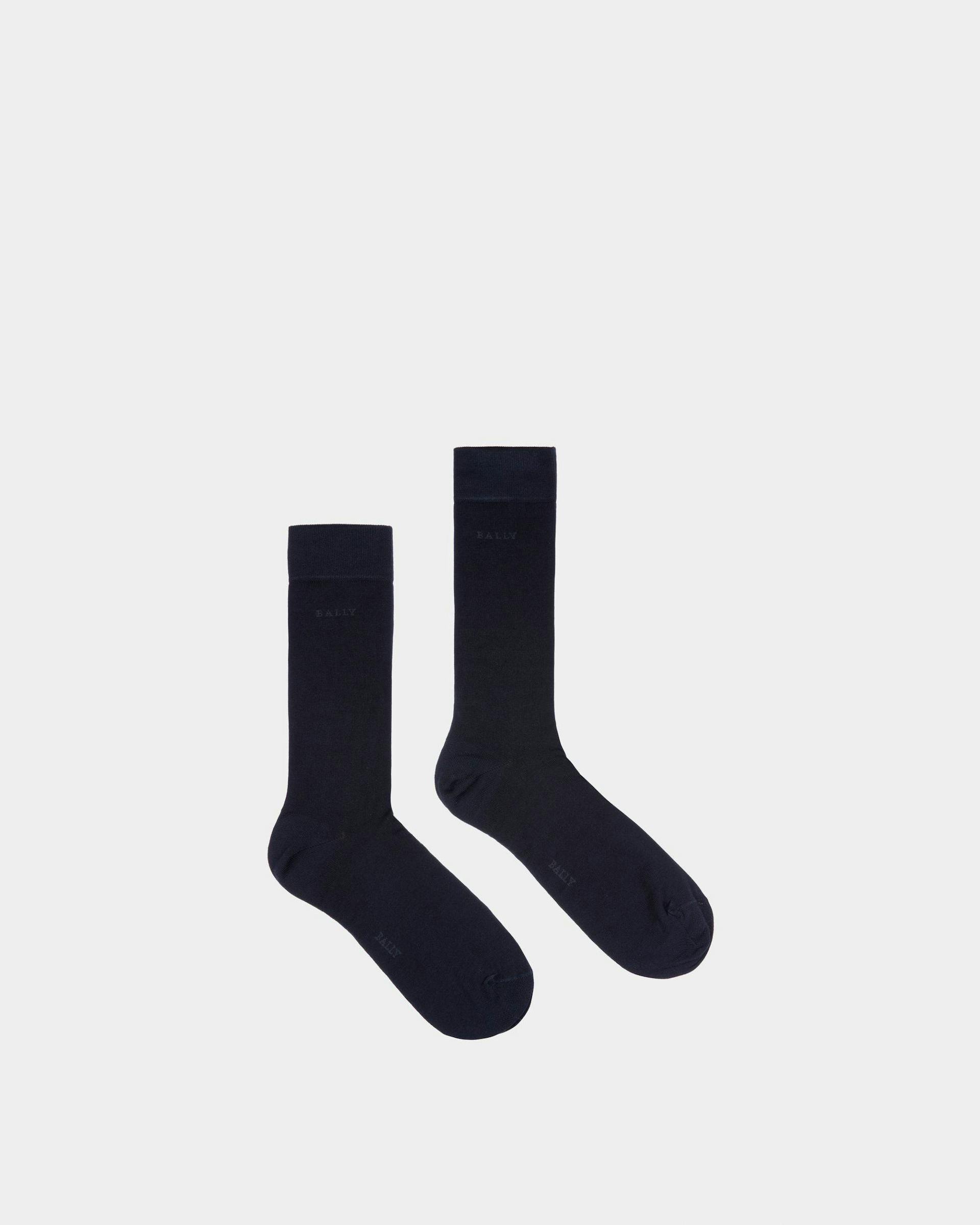 Cotton Socks In Navy - Men's - Bally - 01