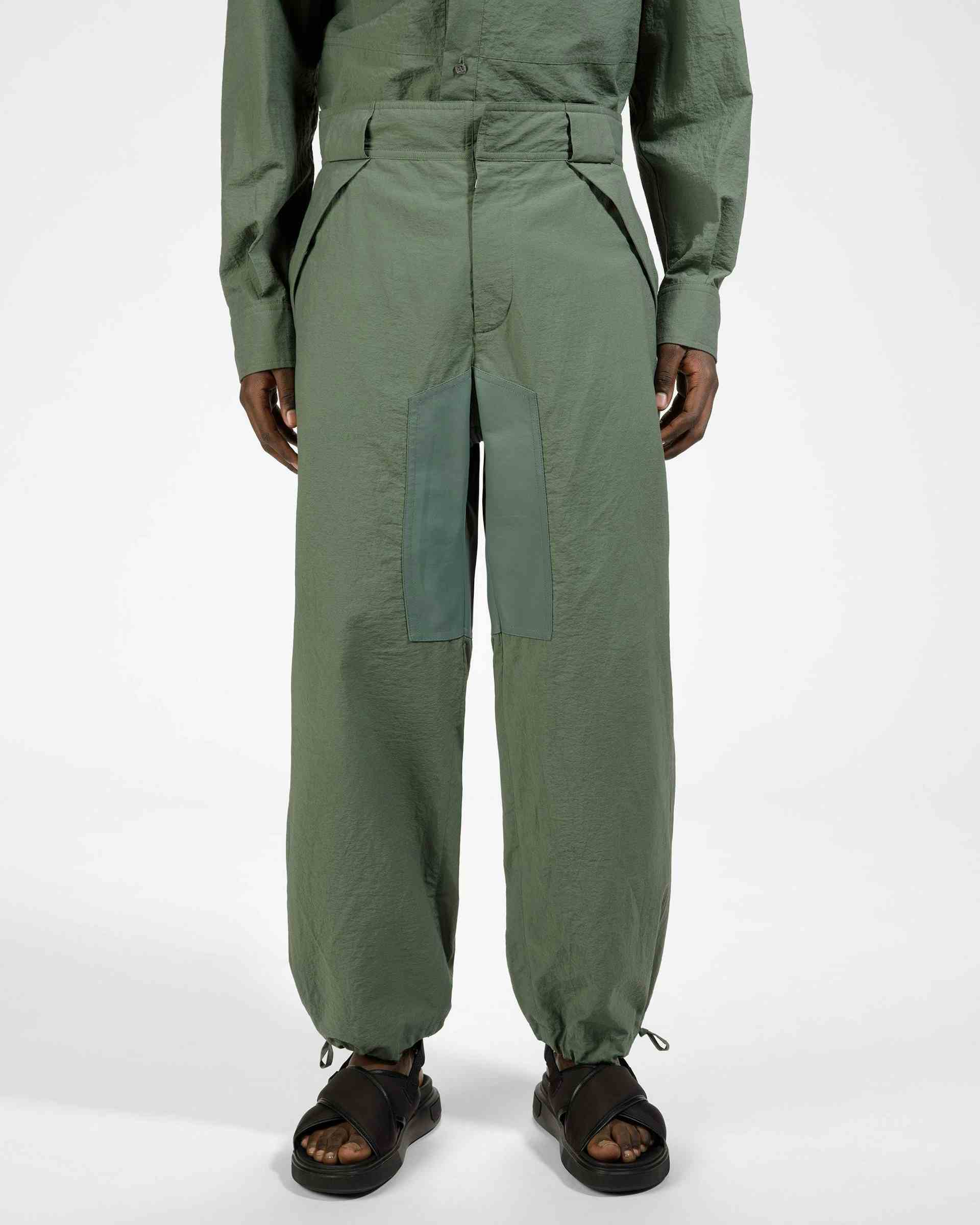 Cotton Mix Trousers In Sage - Men's - Bally