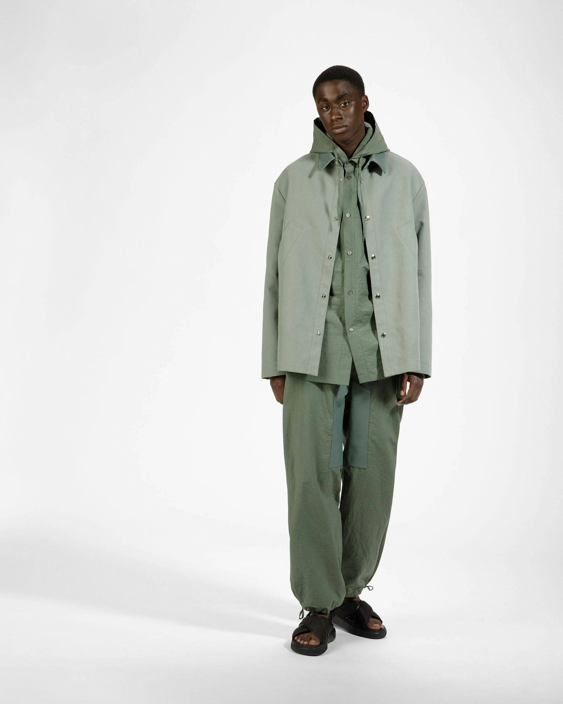 Cotton Mix Trousers In Sage - Men's - Bally - 04