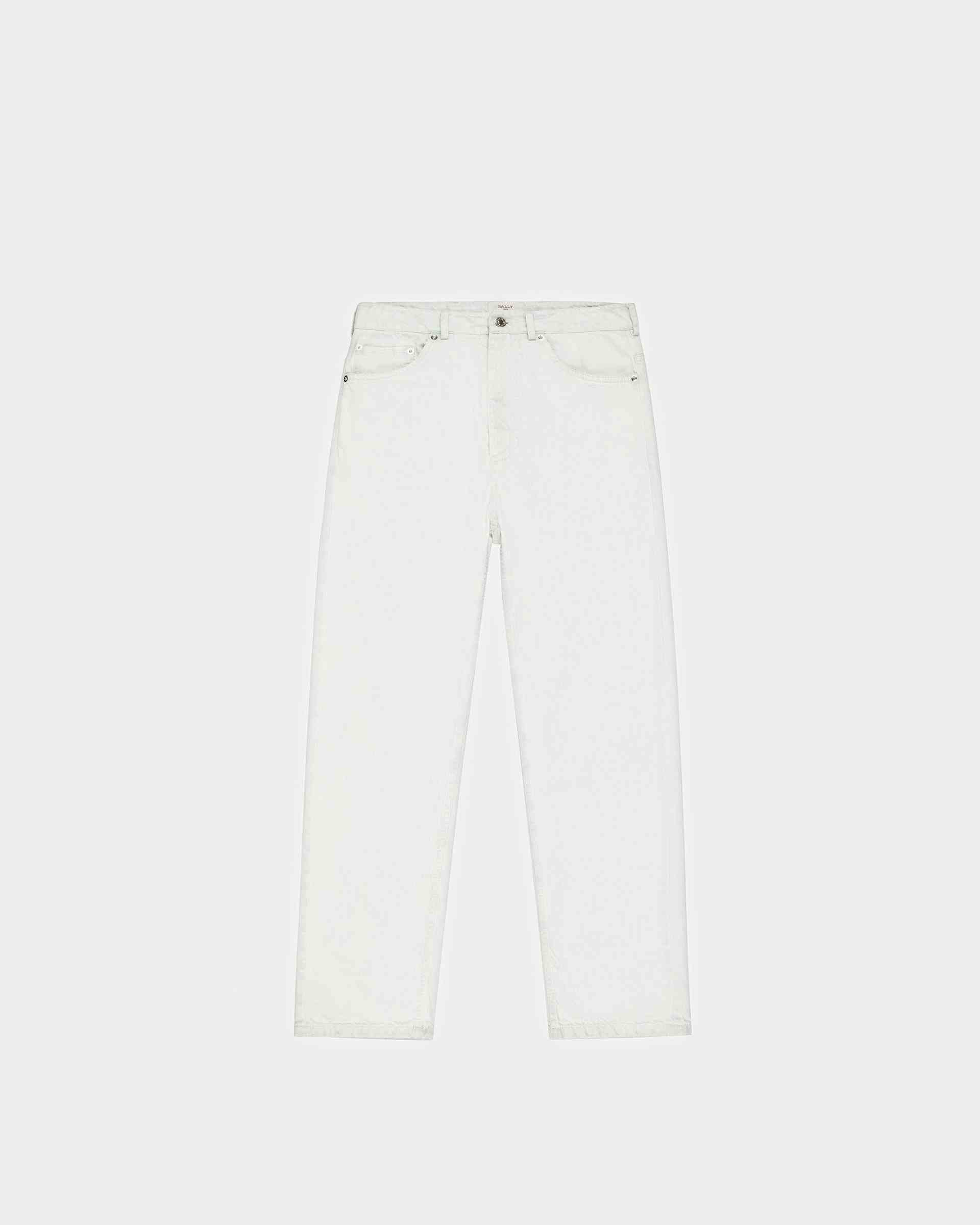 Cotton Denim Trousers In Bleached White - Men's - Bally