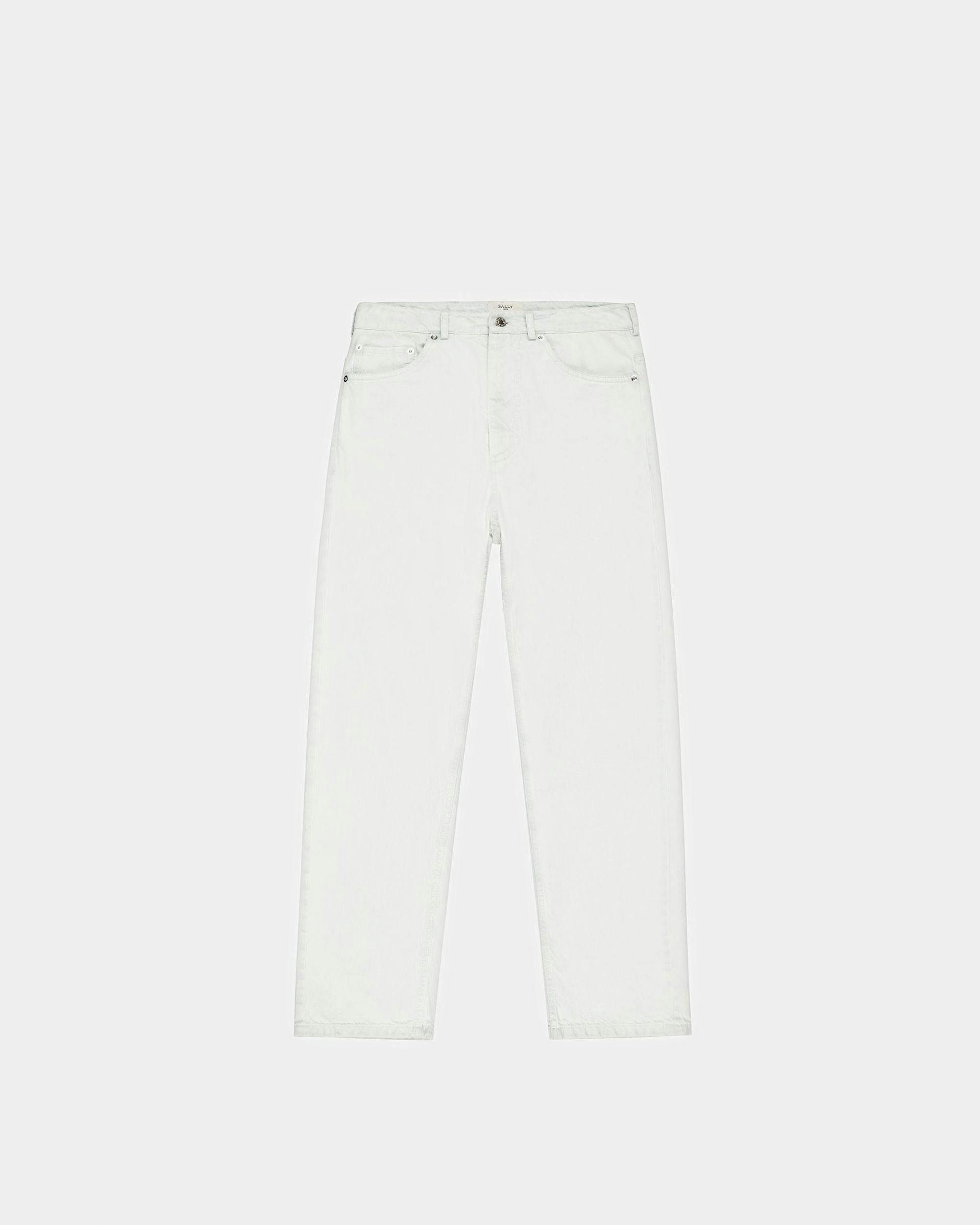 Cotton Denim Trousers In Bleached White - Men's - Bally - 01