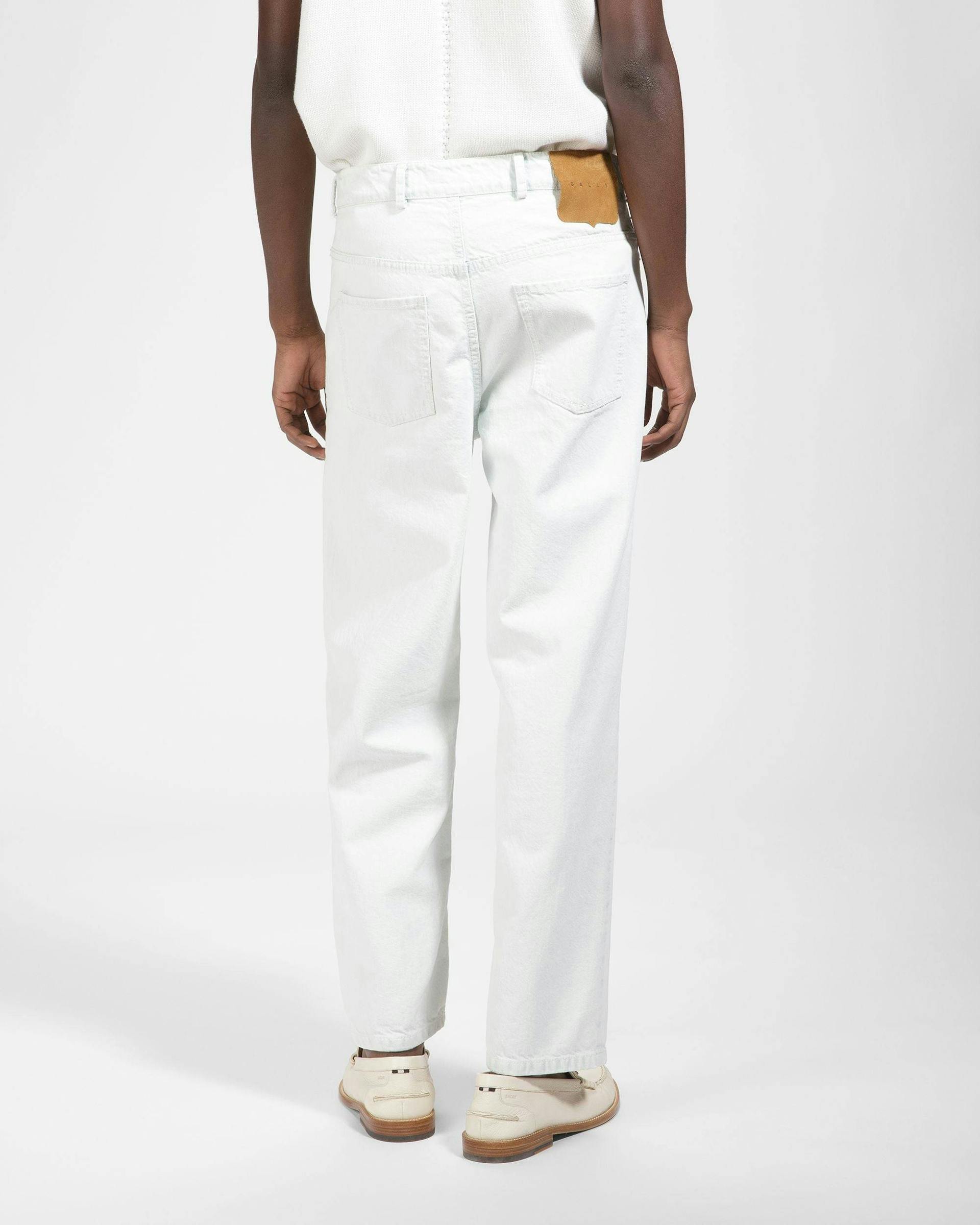 Cotton Denim Trousers In Bleached White - Men's - Bally - 05
