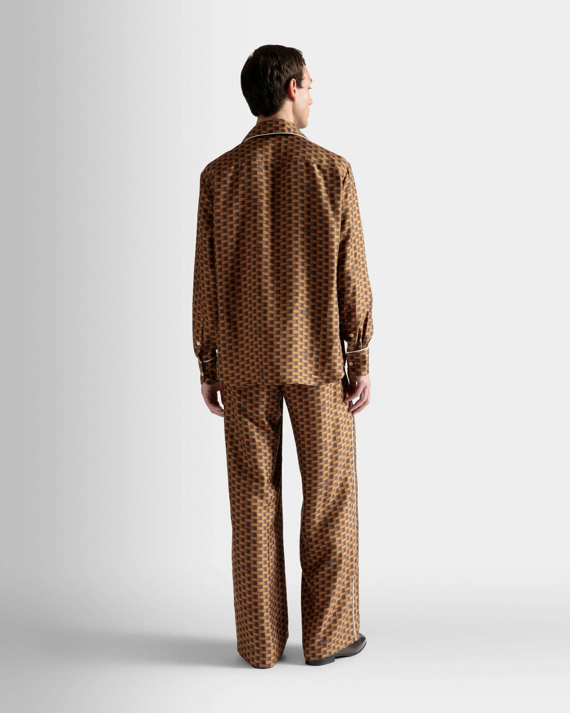 Pennant Print Pants In Brown Silk - Men's - Bally - 06