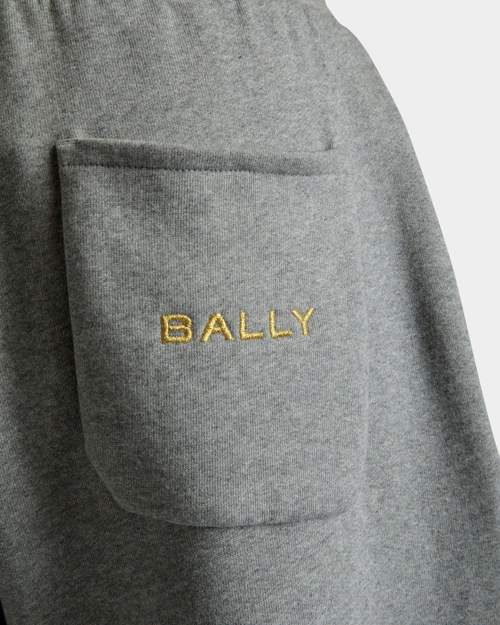 Men's Drawstring Sweatpants In Gray Melange Cotton | Bally | On Model Detail