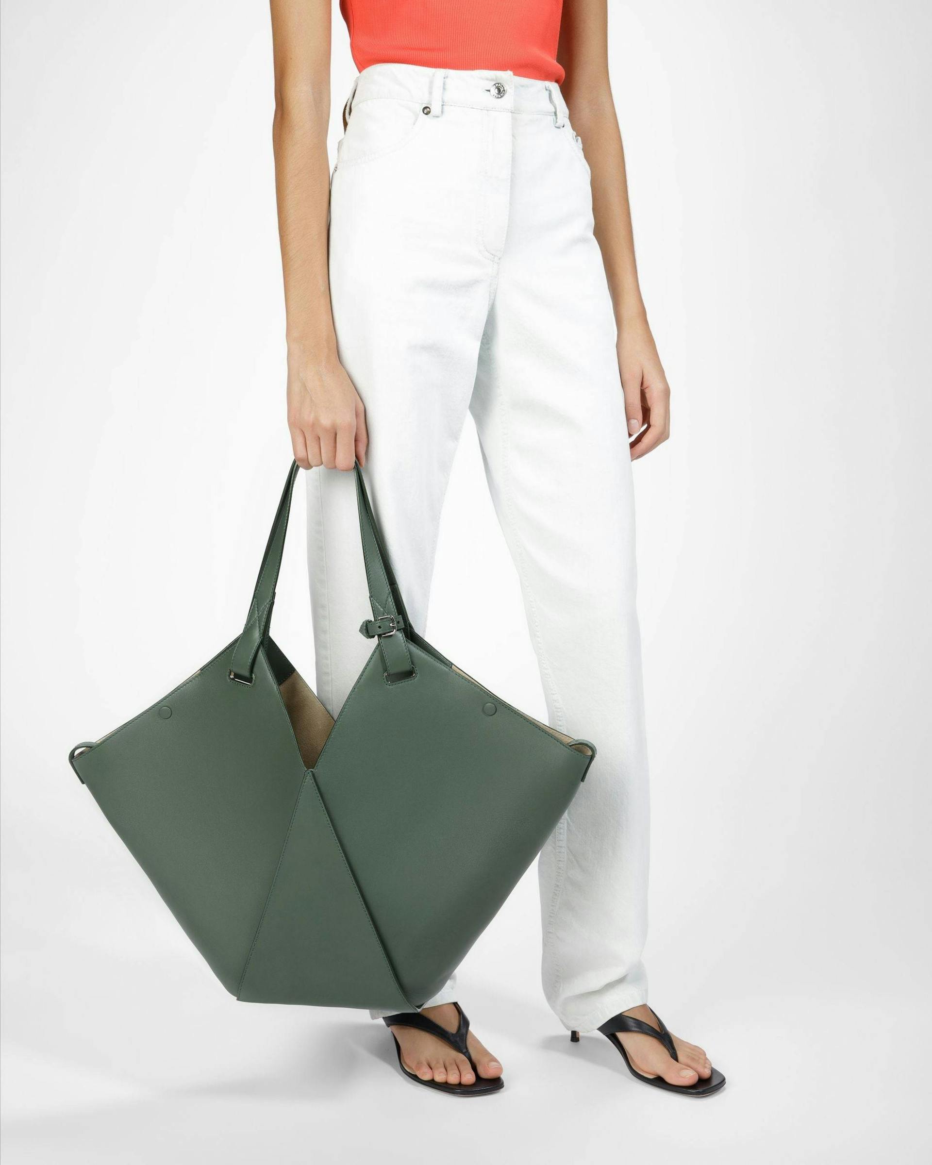 Ahria Leather Tote In Sage - Women's - Bally - 02
