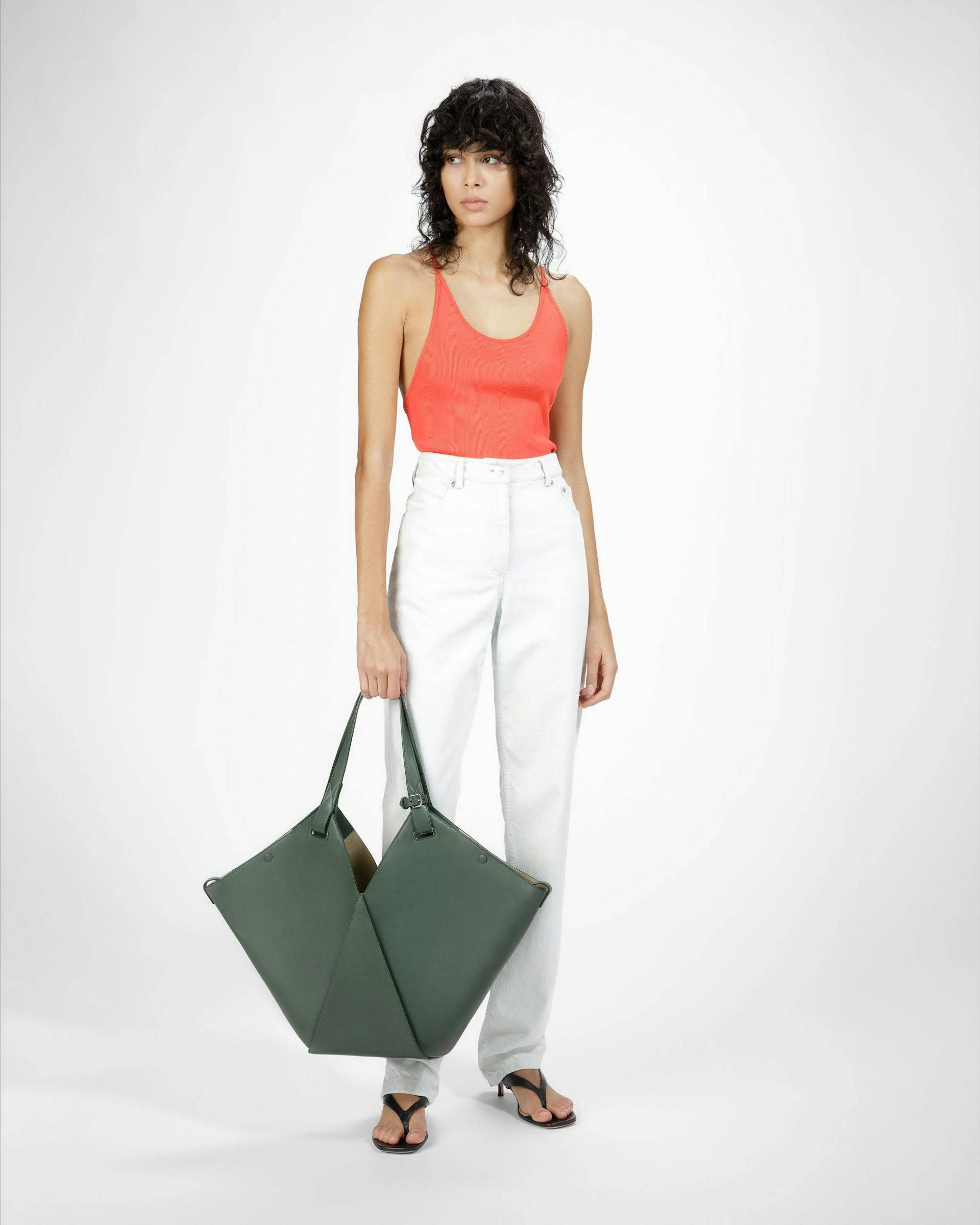 Ahria Leather Tote In Sage - Women's - Bally - 06