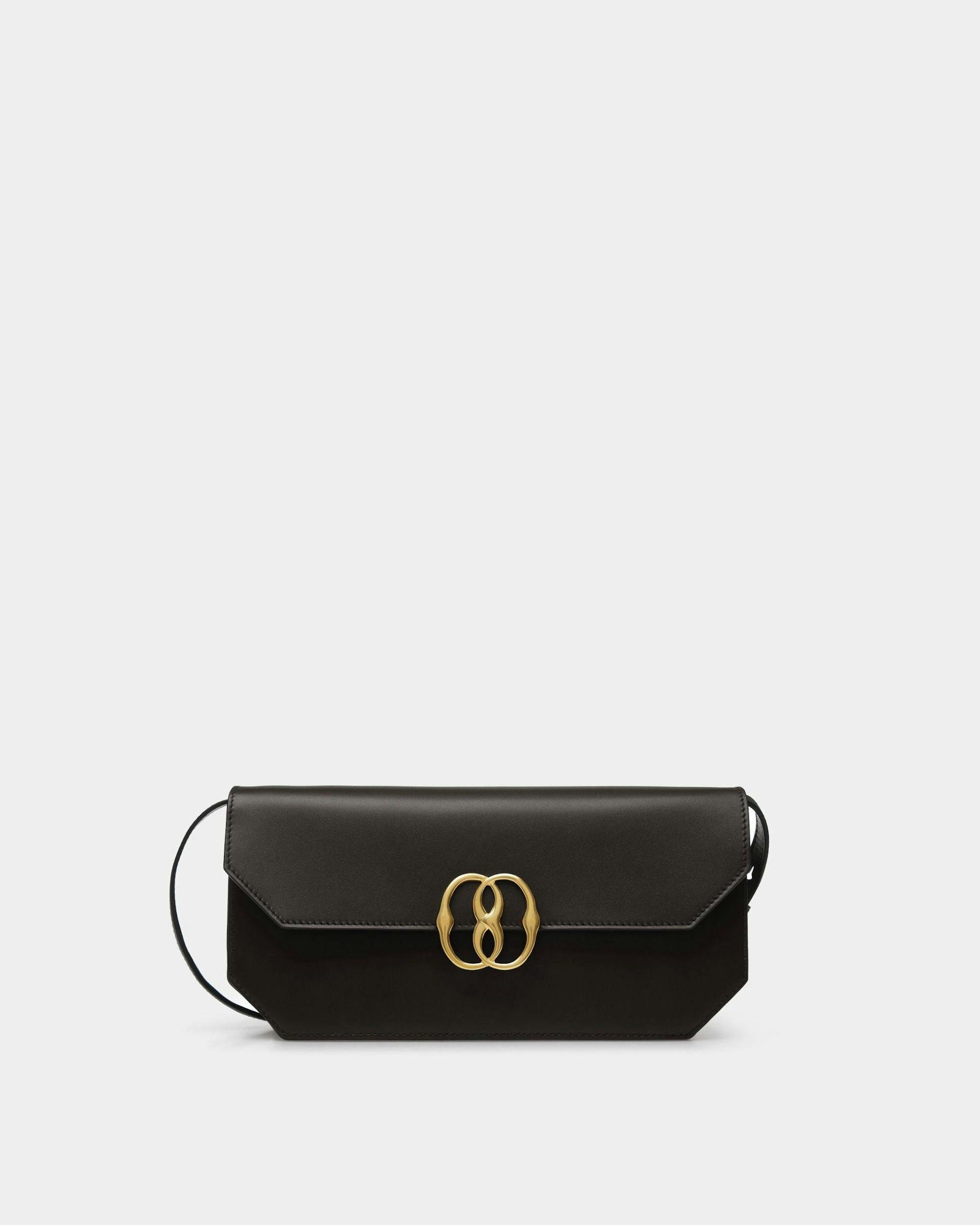 Emblem Shoulder Bag In Black Leather - Women's - Bally - 01