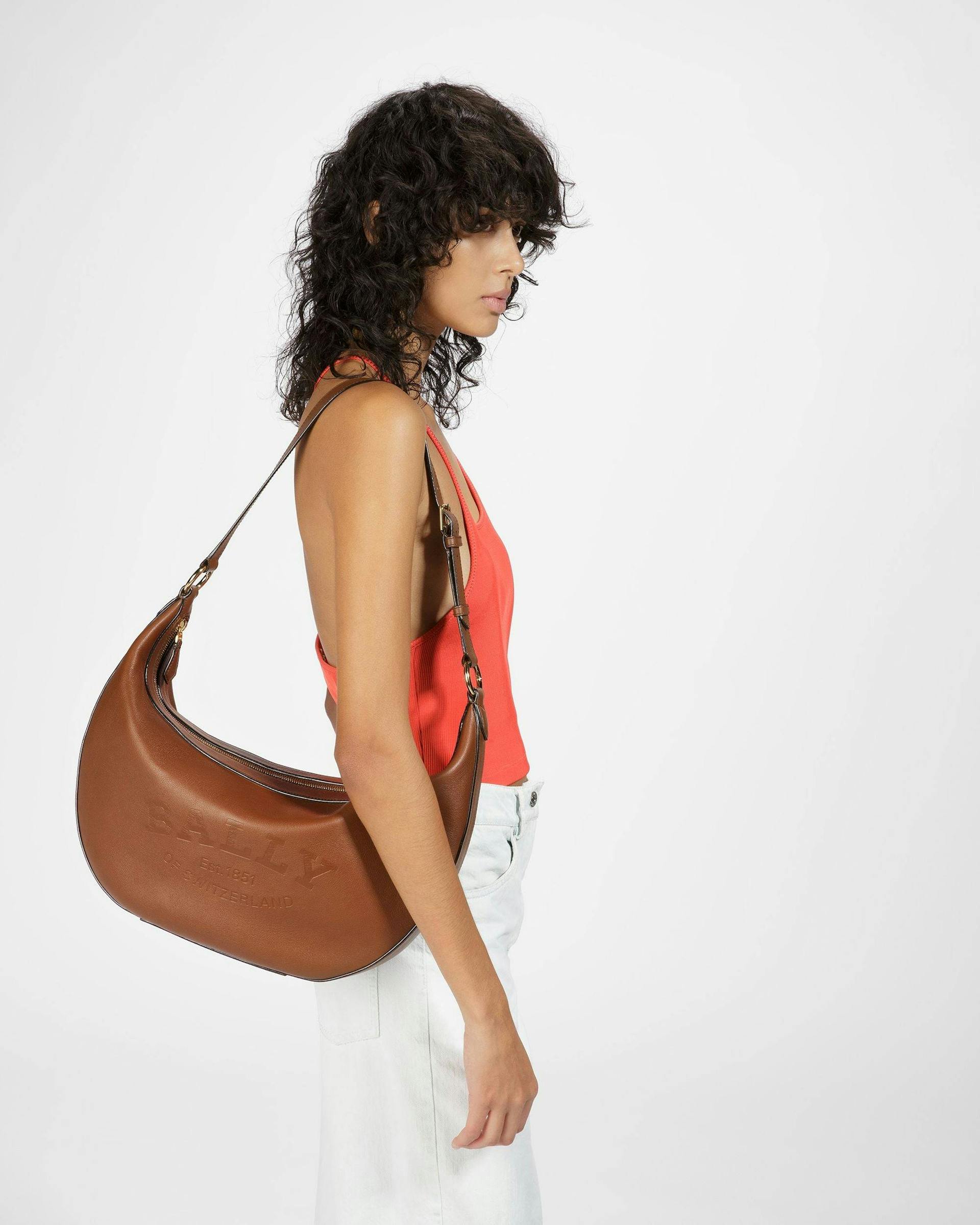 Charo Leather Shoulder Bag In Brown - Women's - Bally - 02
