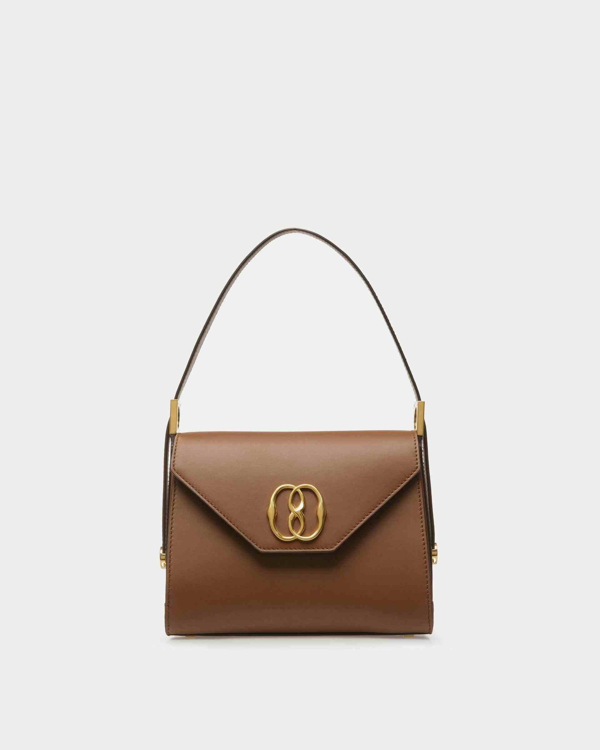 Emblem Top Handle Bag In Brown Leather - Femme - Bally