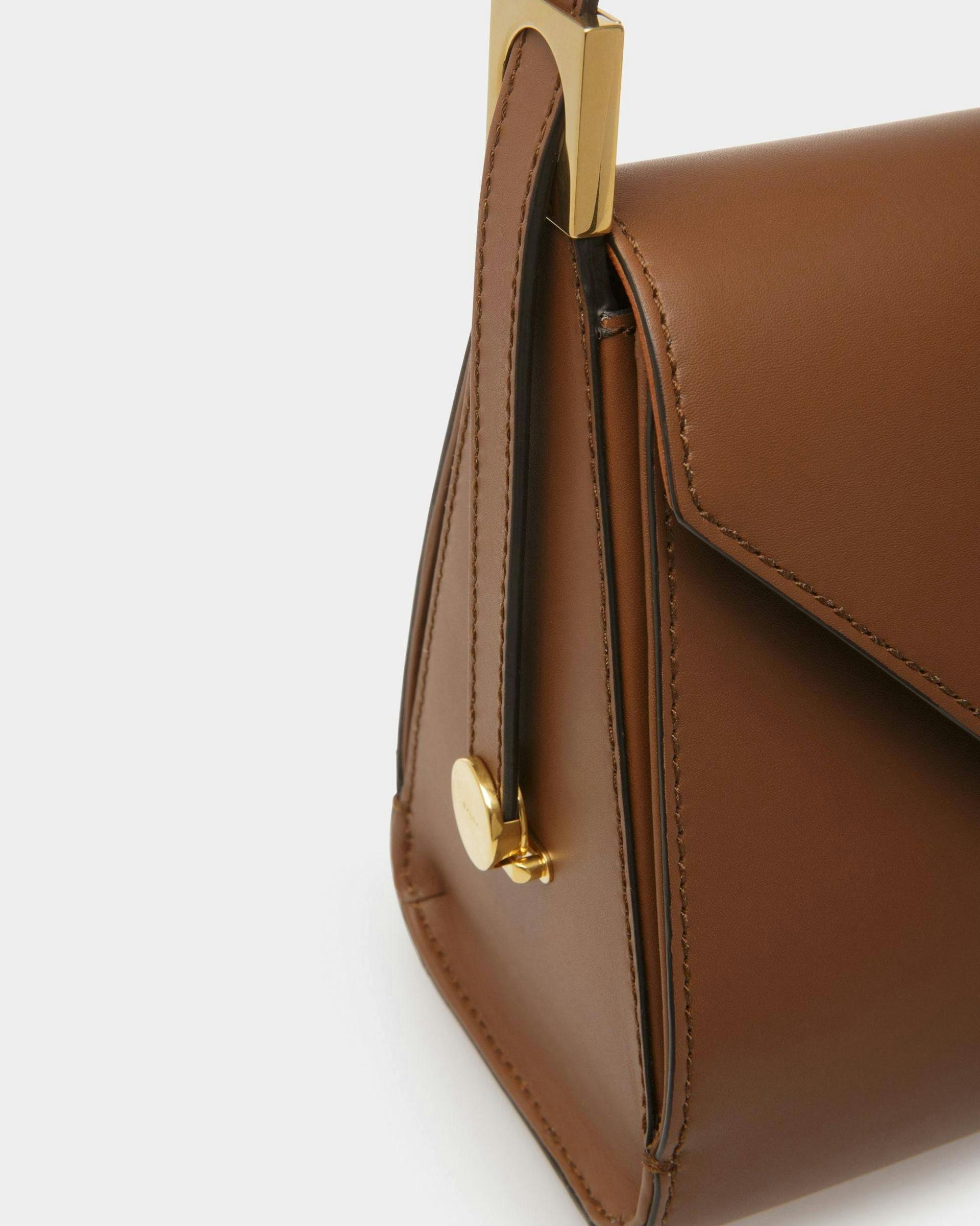 Emblem Top Handle Bag In Brown Leather - Women's - Bally - 05