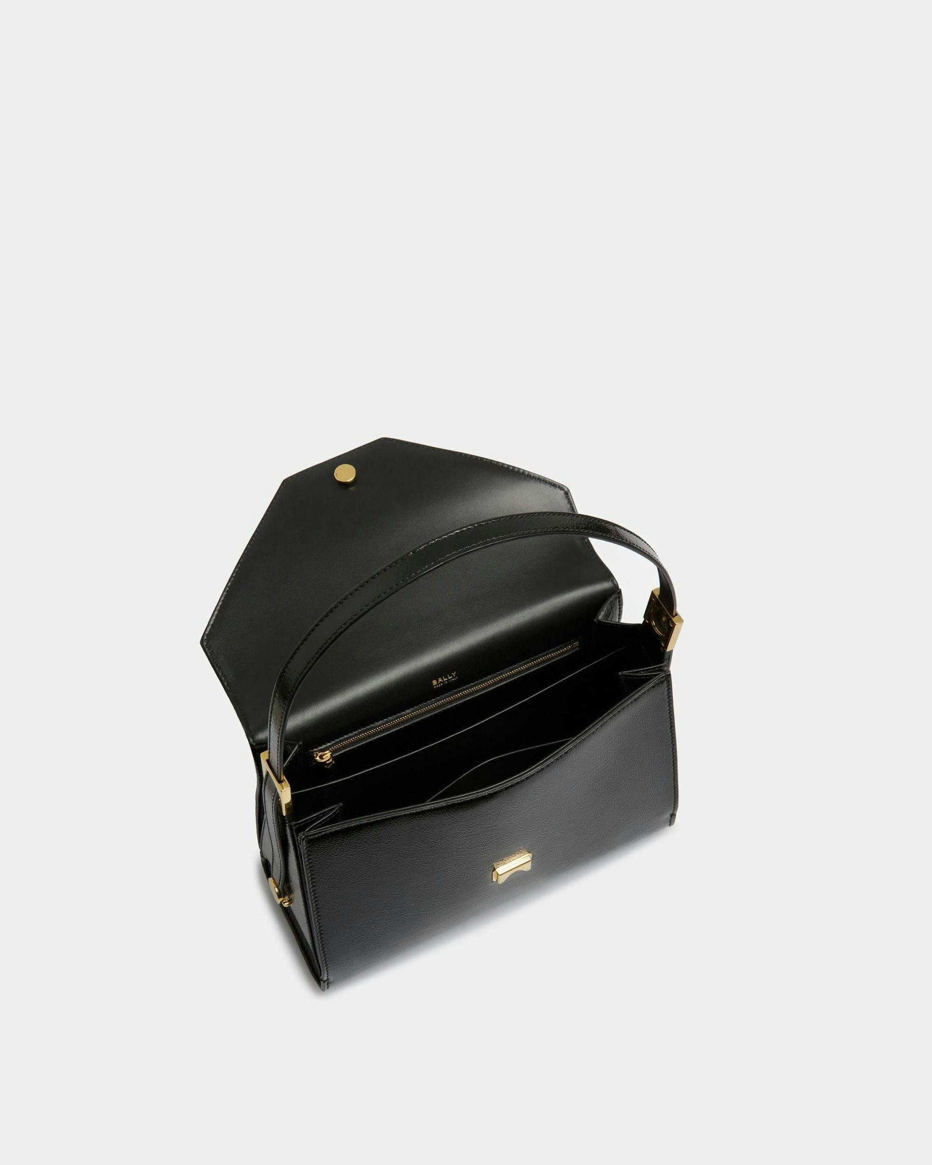 Emblem Shoulder Bag In Black Leather - Women's - Bally - 04