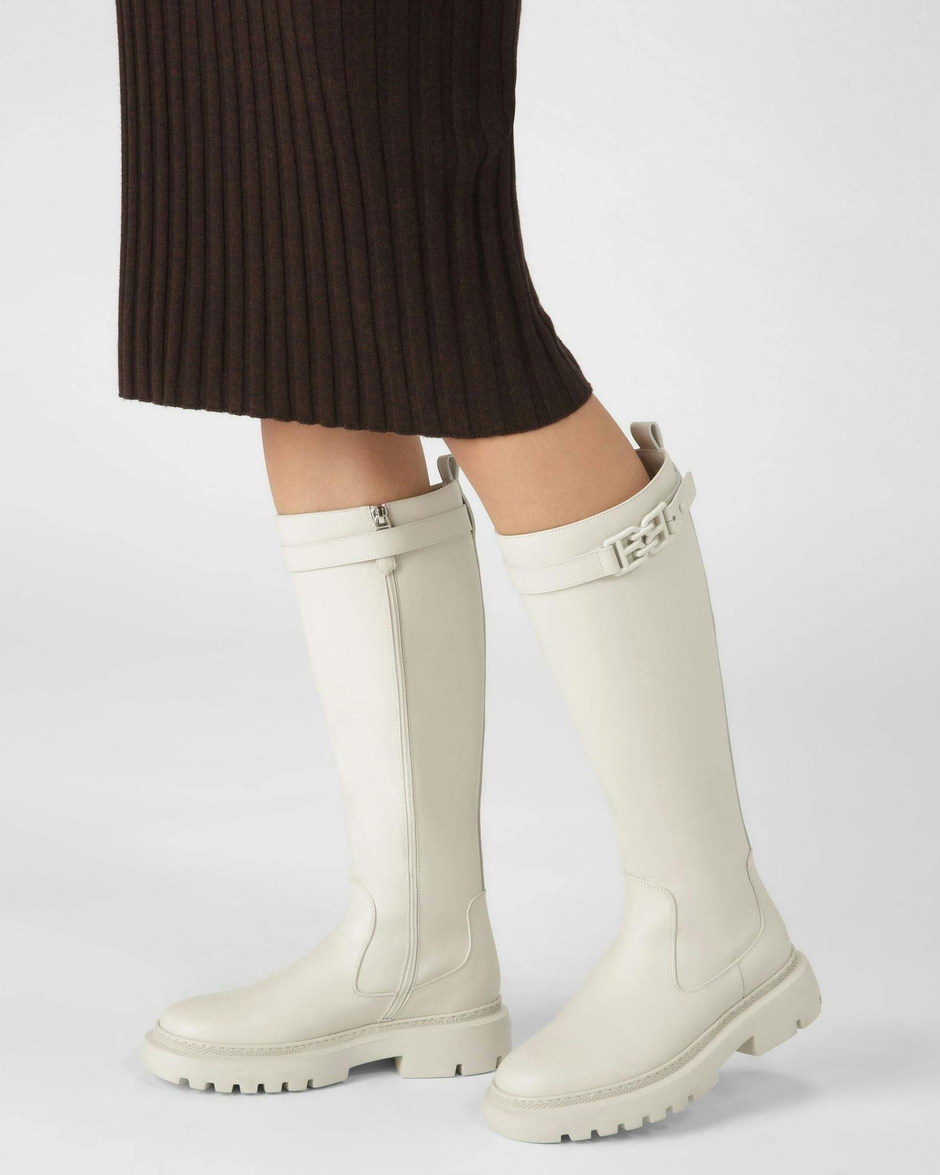 Gaila Leather Boots In Denty White - Women's - Bally - 03