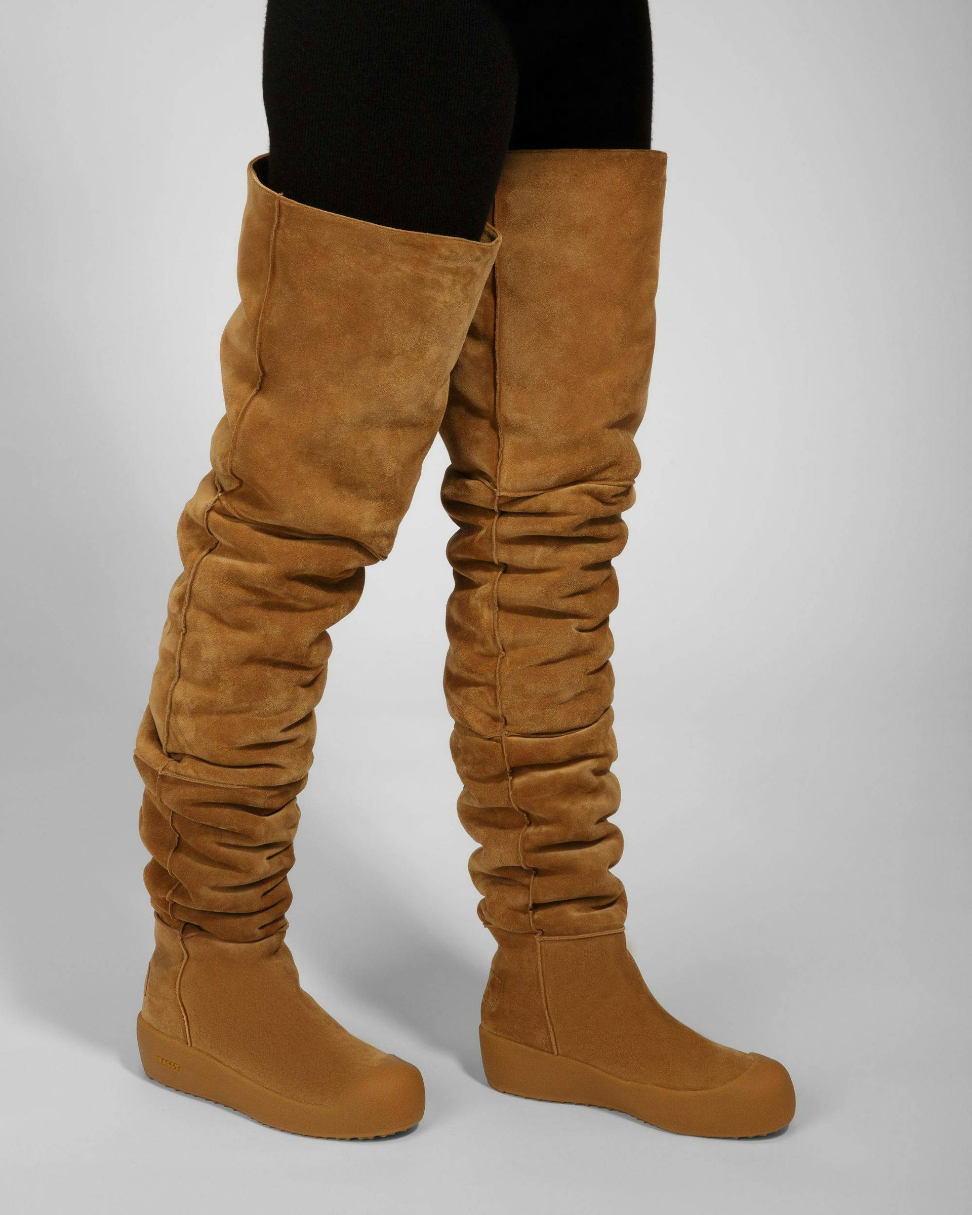 Cortina Leather Long Boots In Camel - Women's - Bally - 09