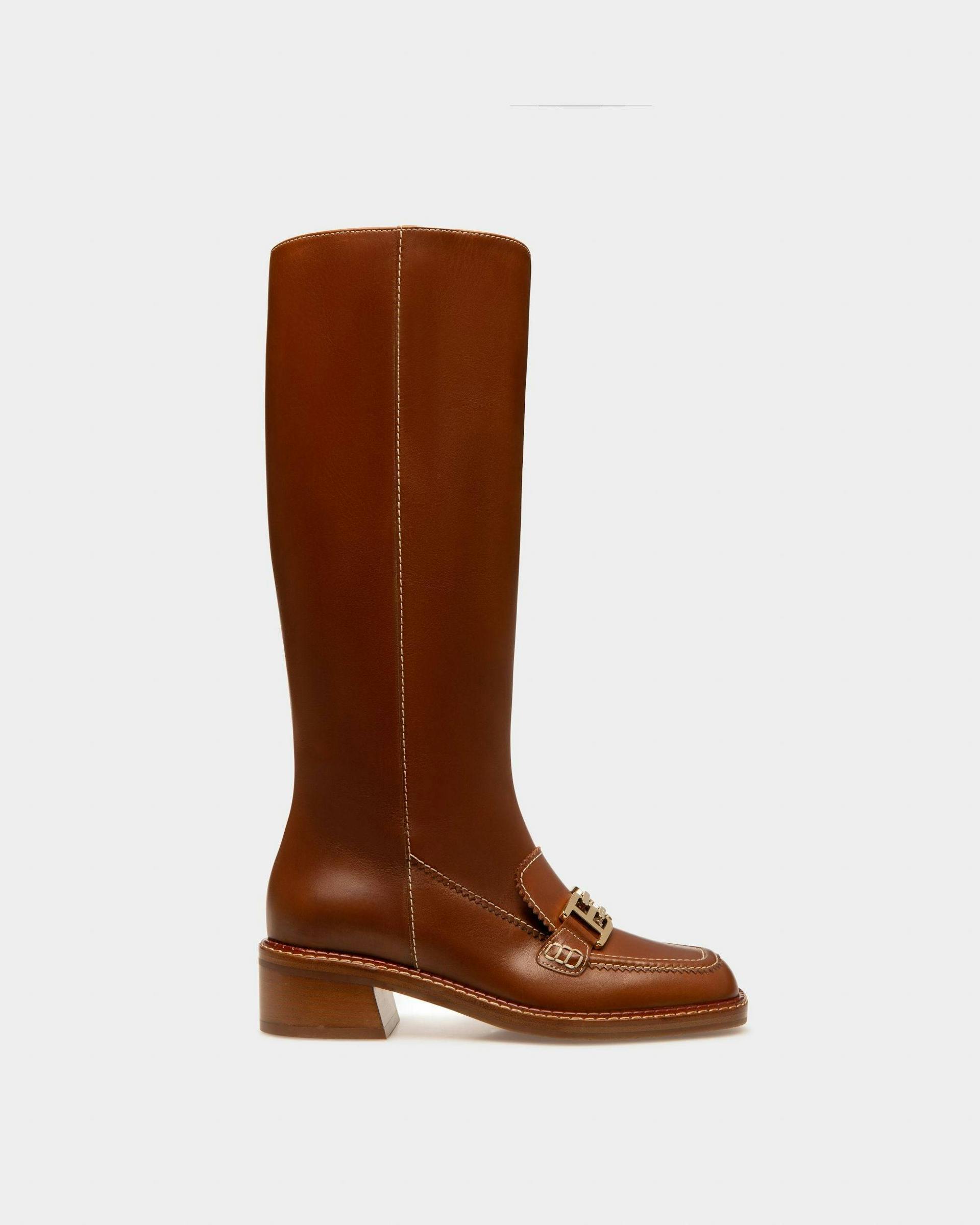 Ebele Leather Long Boots In Brown - Women's - Bally - 01