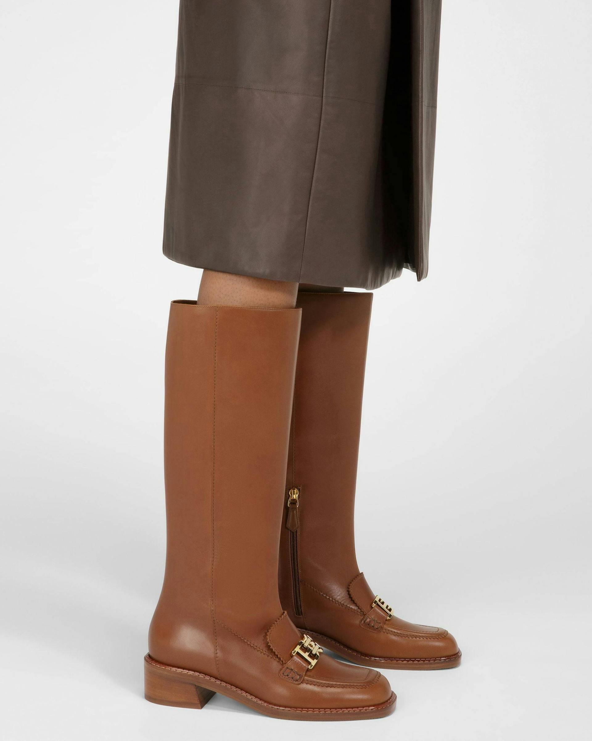 Ebele Leather Long Boots In Brown - Women's - Bally - 08