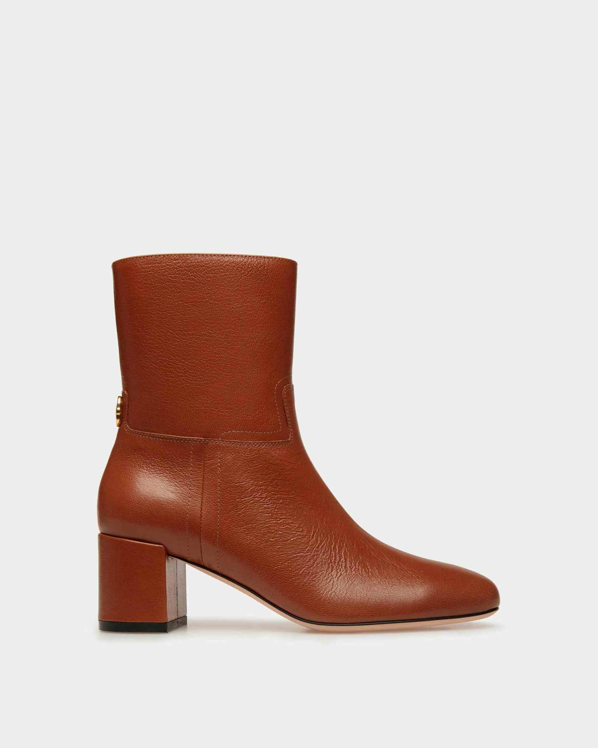 Daily Emblem Booties In Brown Leather - Women's - Bally