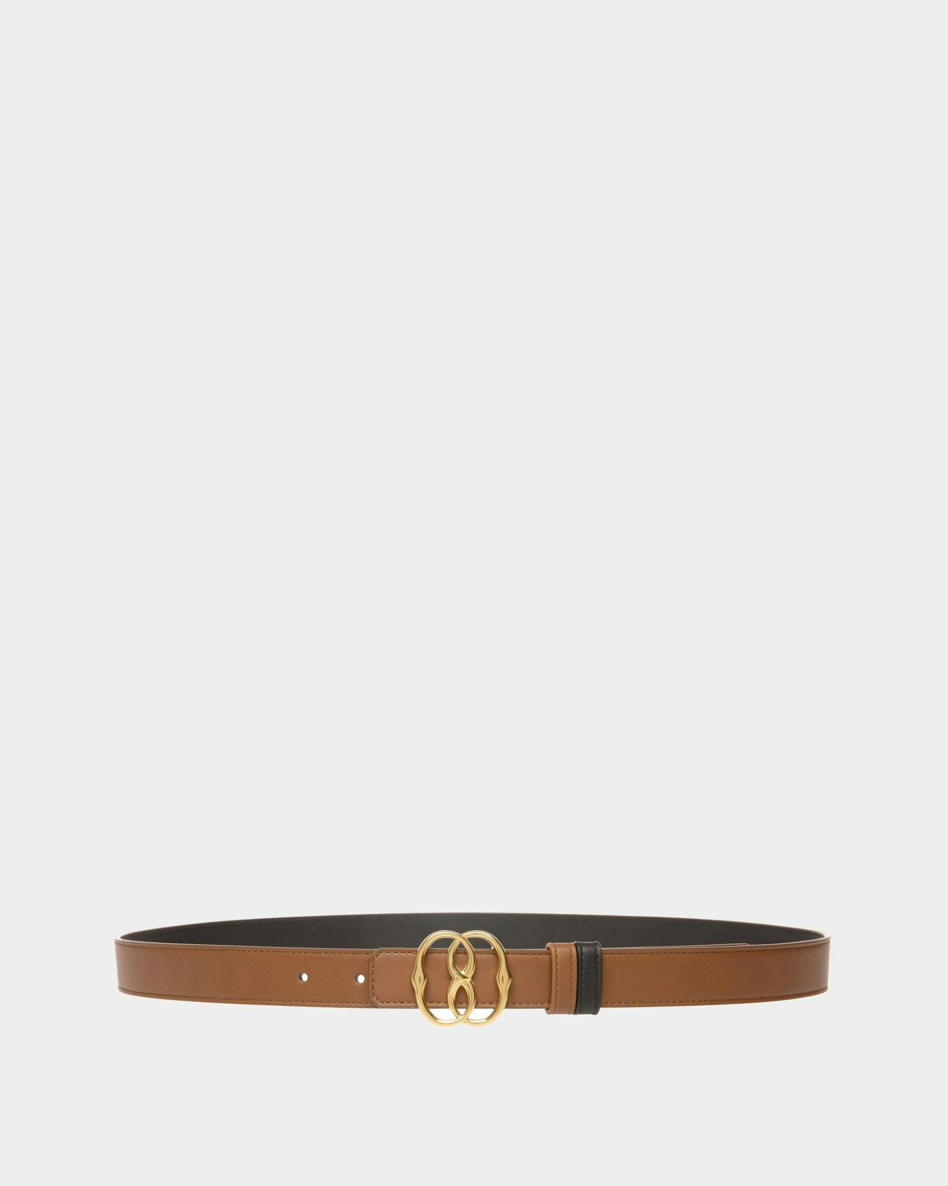 Women's Emblem 25mm Belt In Brown Leather | Bally | Still Life Front