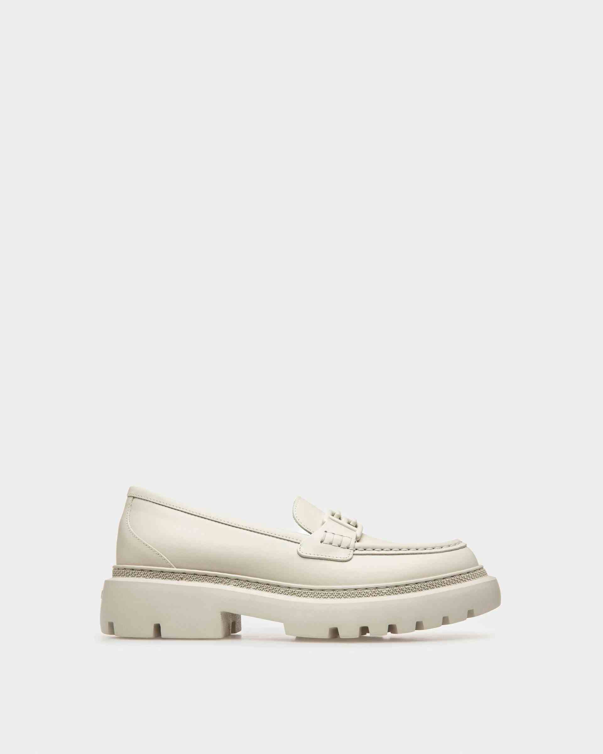 Gioia Flat Leather Moccasins In Denty White - Women's - Bally