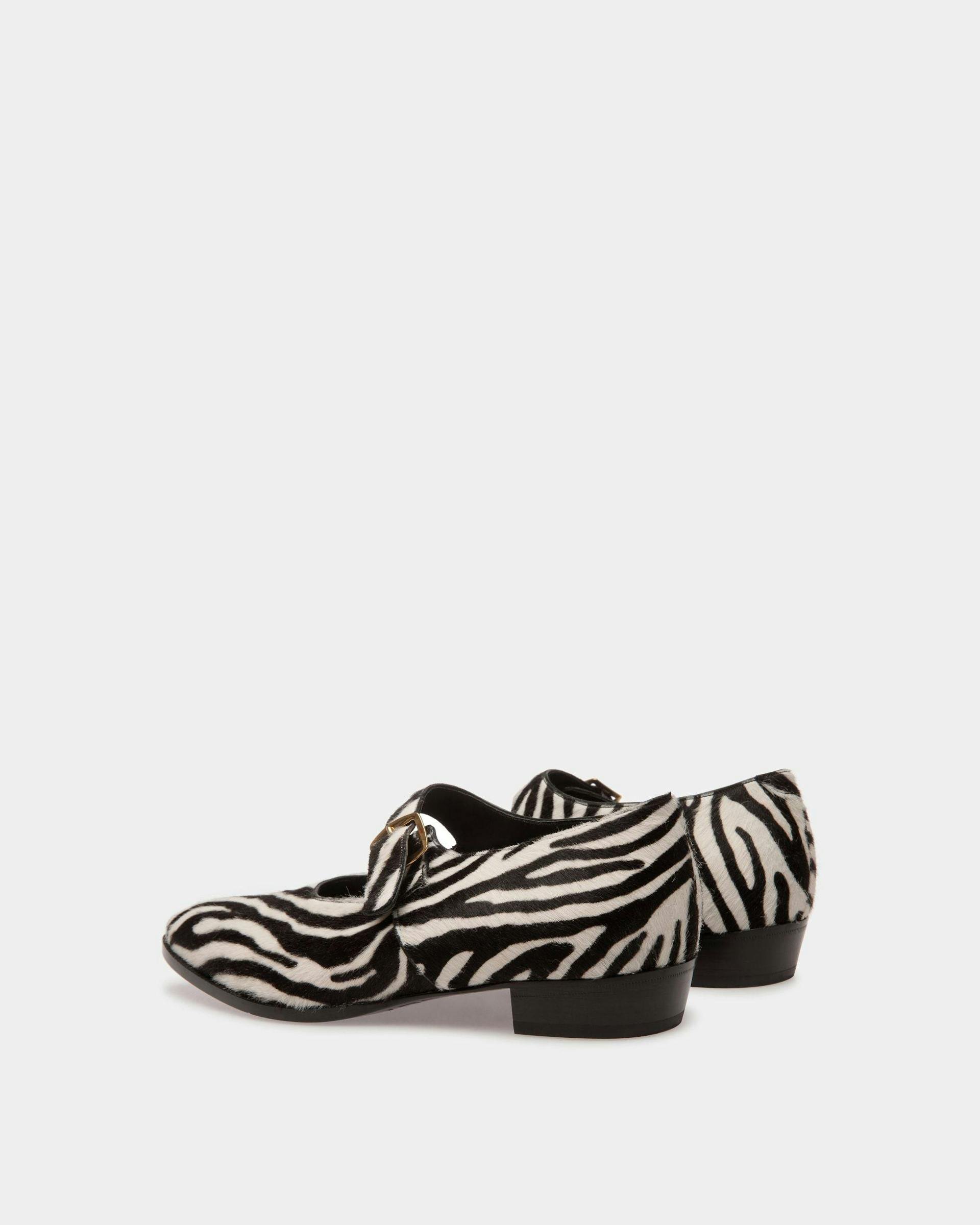 Chaussures Monkstrap Glendale En Cuir De Veau Façon Poulain Noir Et Blanc - Femme - Bally - 03
