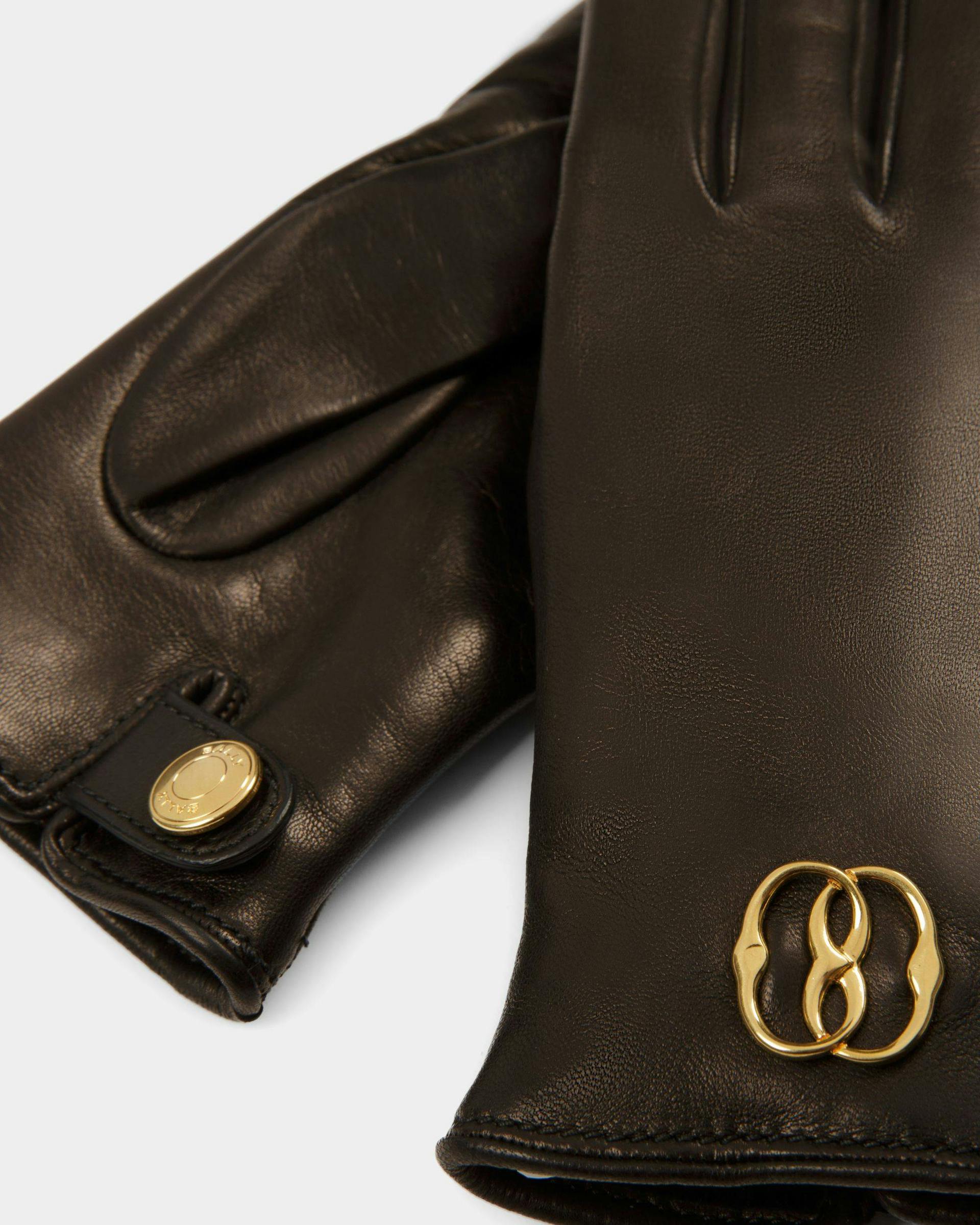 Emblem Gloves In Black Leather - Women's - Bally - 03
