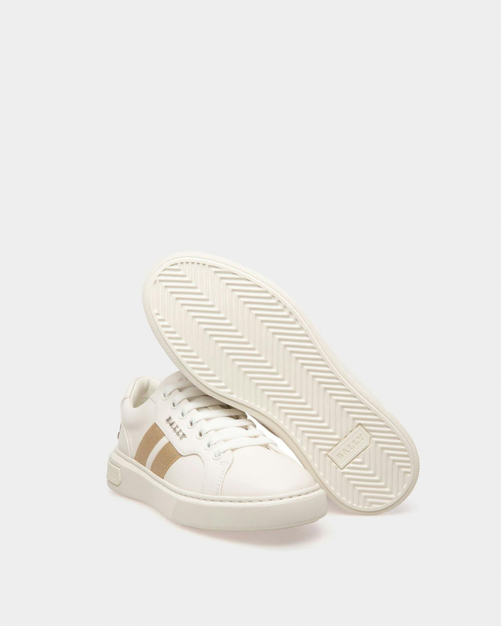 Melany Sneakers In White And Yellow Gold Leather - Women's - Bally - 04