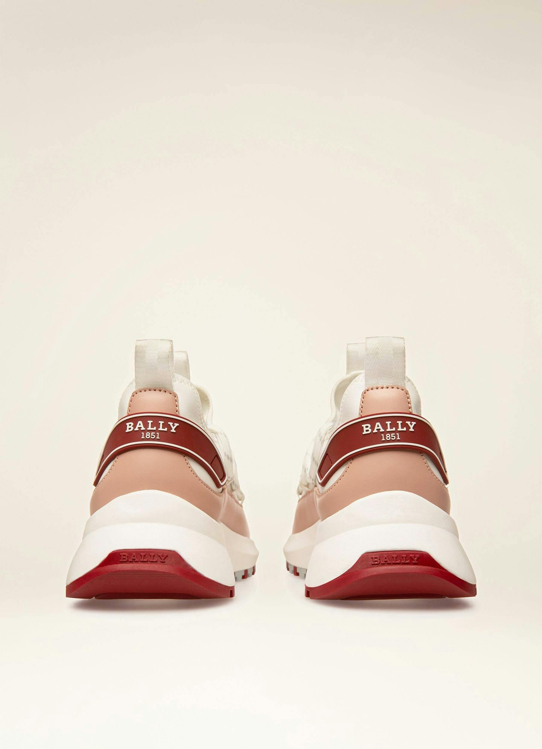 OUTLINE Leather Sneakers In White & Pink - Women's - Bally - 03