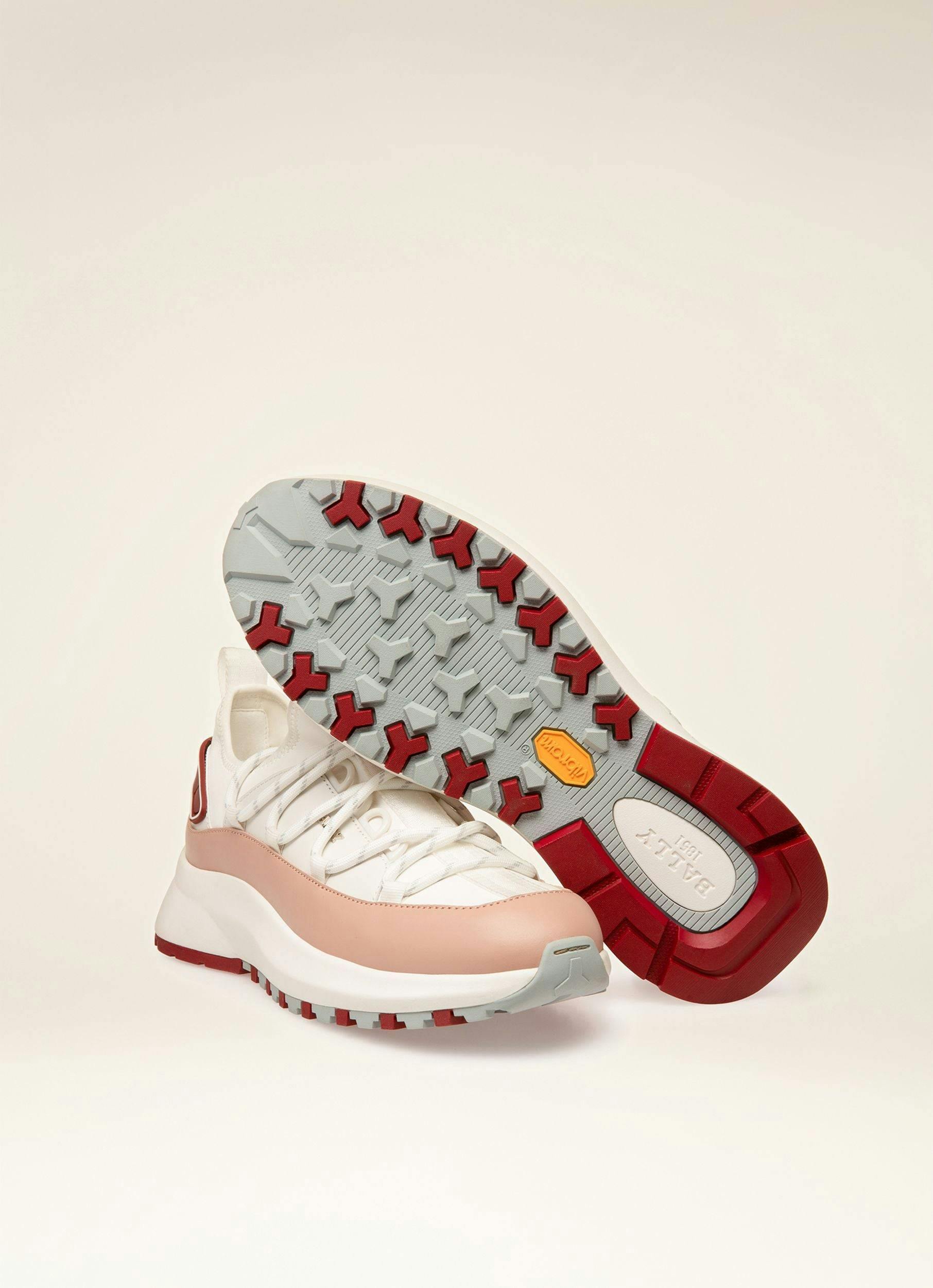OUTLINE Leather Sneakers In White & Pink - Women's - Bally - 07