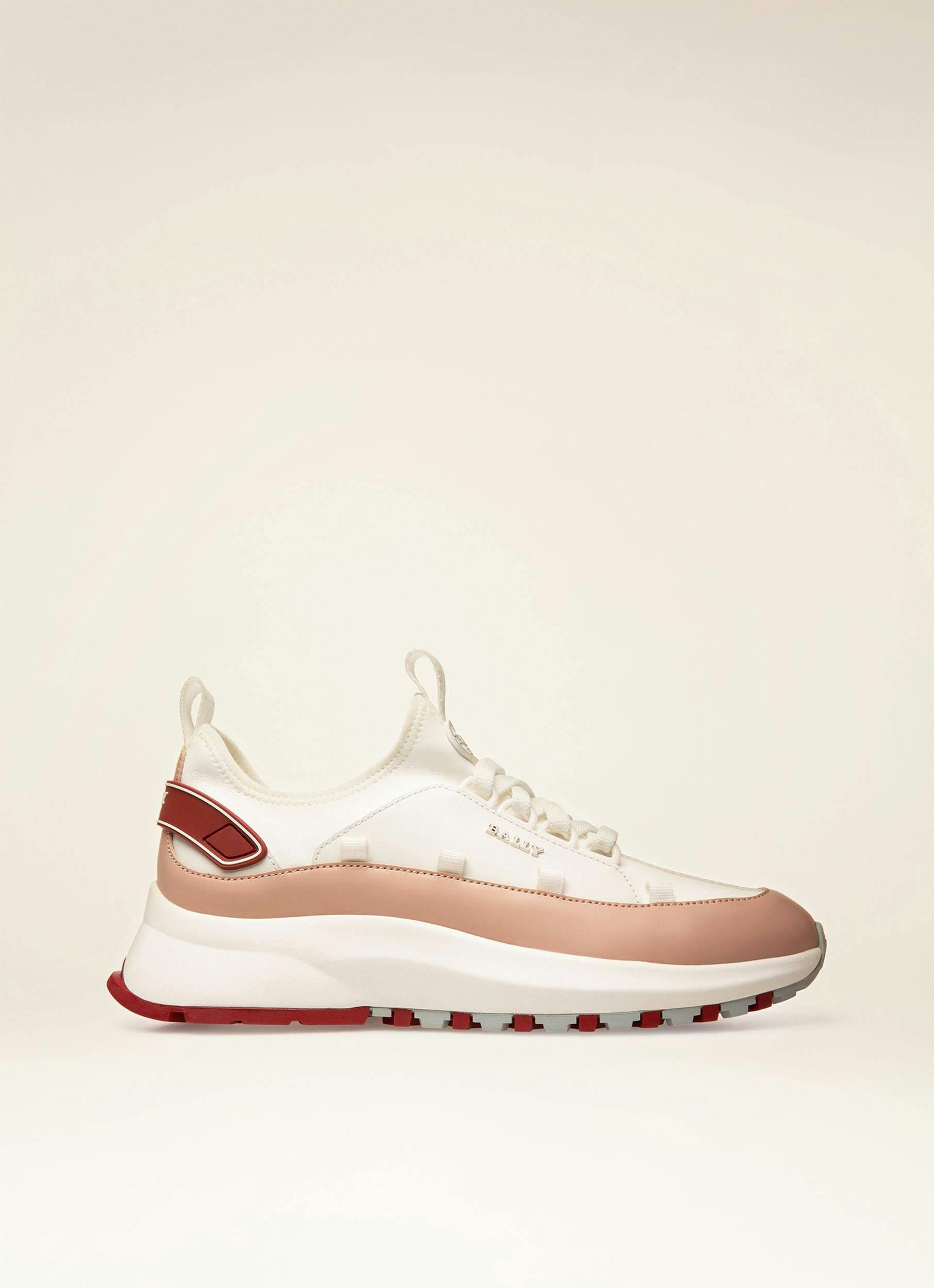 OUTLINE Leather Sneakers In White & Pink - Women's - Bally - 08