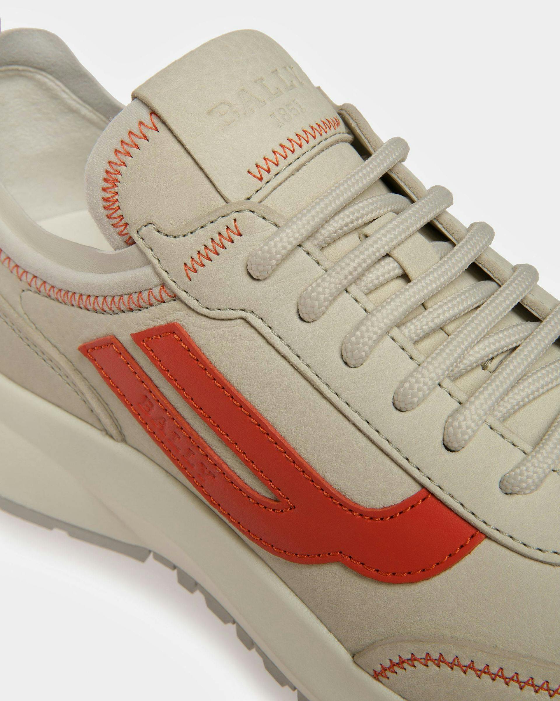 Darys Leather Sneakers In Dusty White And Orange - Women's - Bally - 06