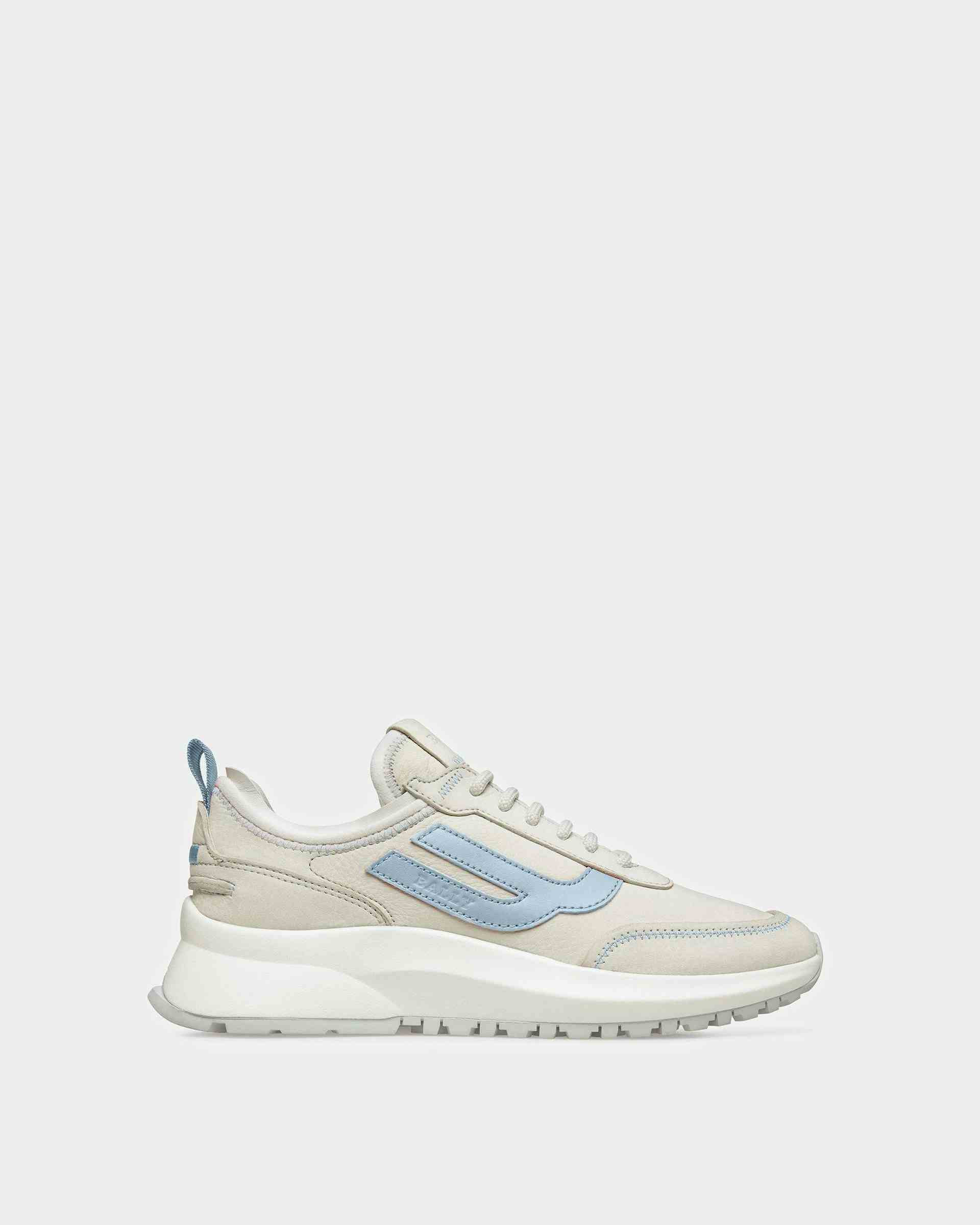 Darys Leather Sneakers In Dusty White And Light Blue - Women's - Bally