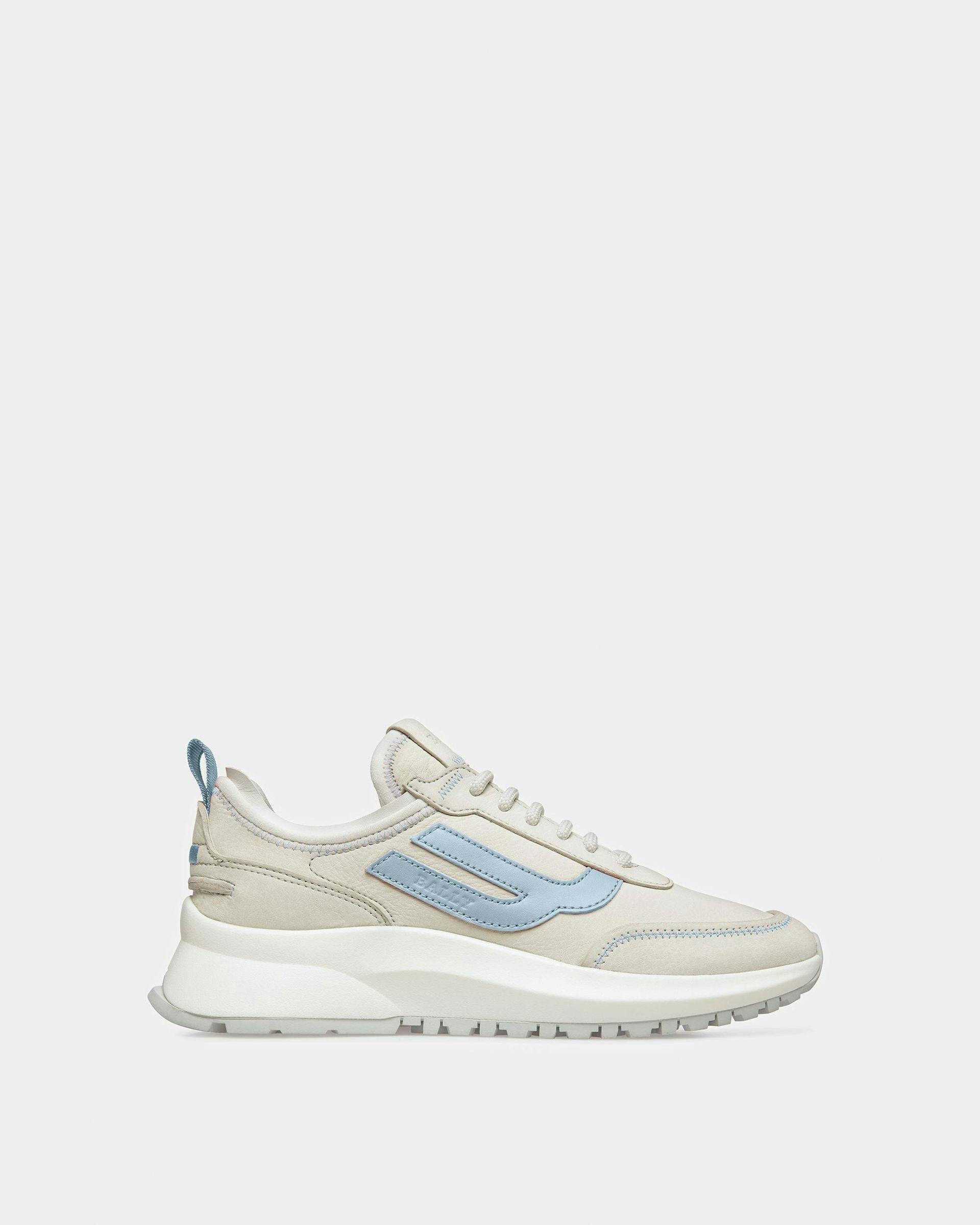 Darys Leather Sneakers In Dusty White And Light Blue - Women's - Bally - 01