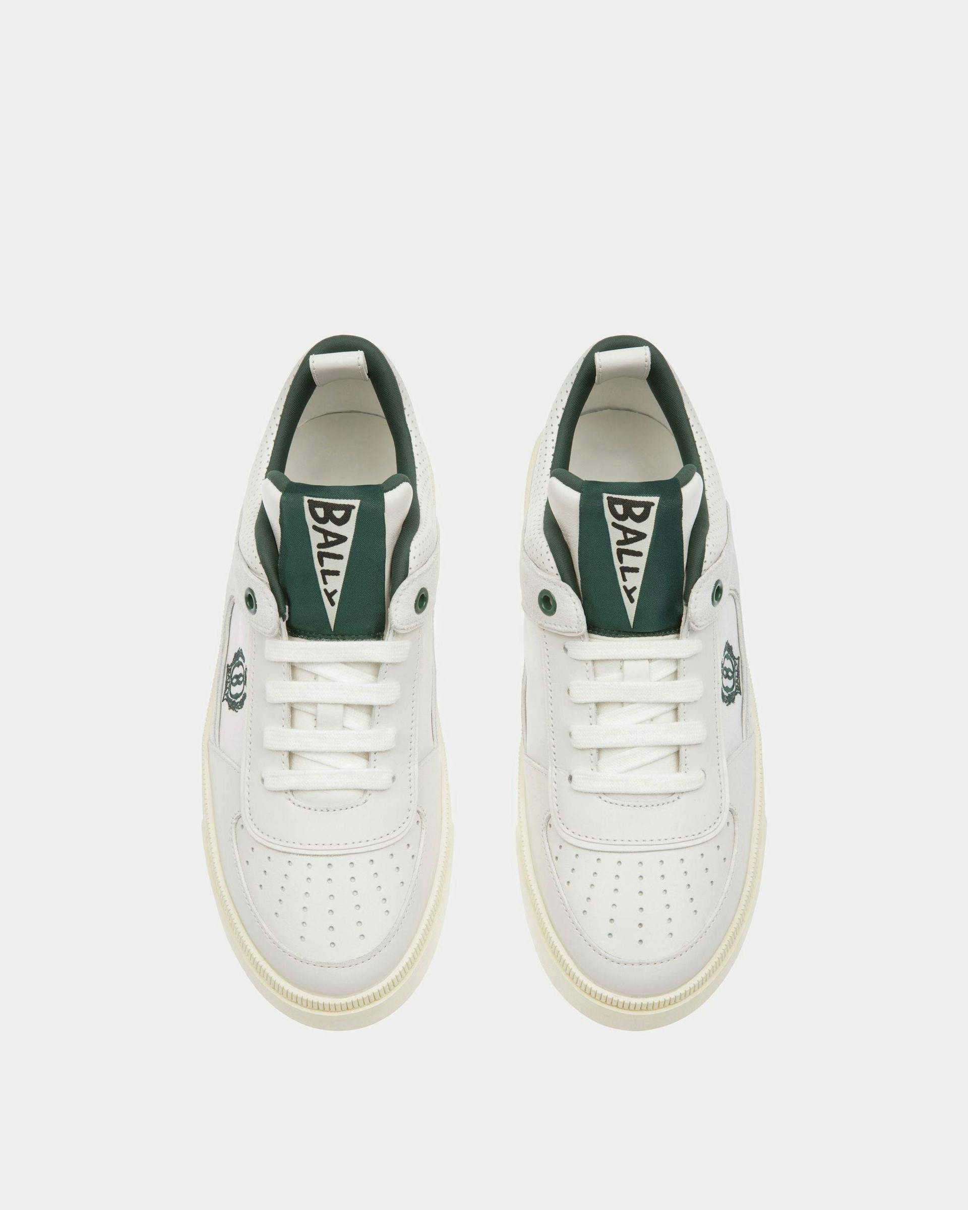 Women's Raise Sneakers In White And Green Leather | Bally | Still Life 3/4 Front