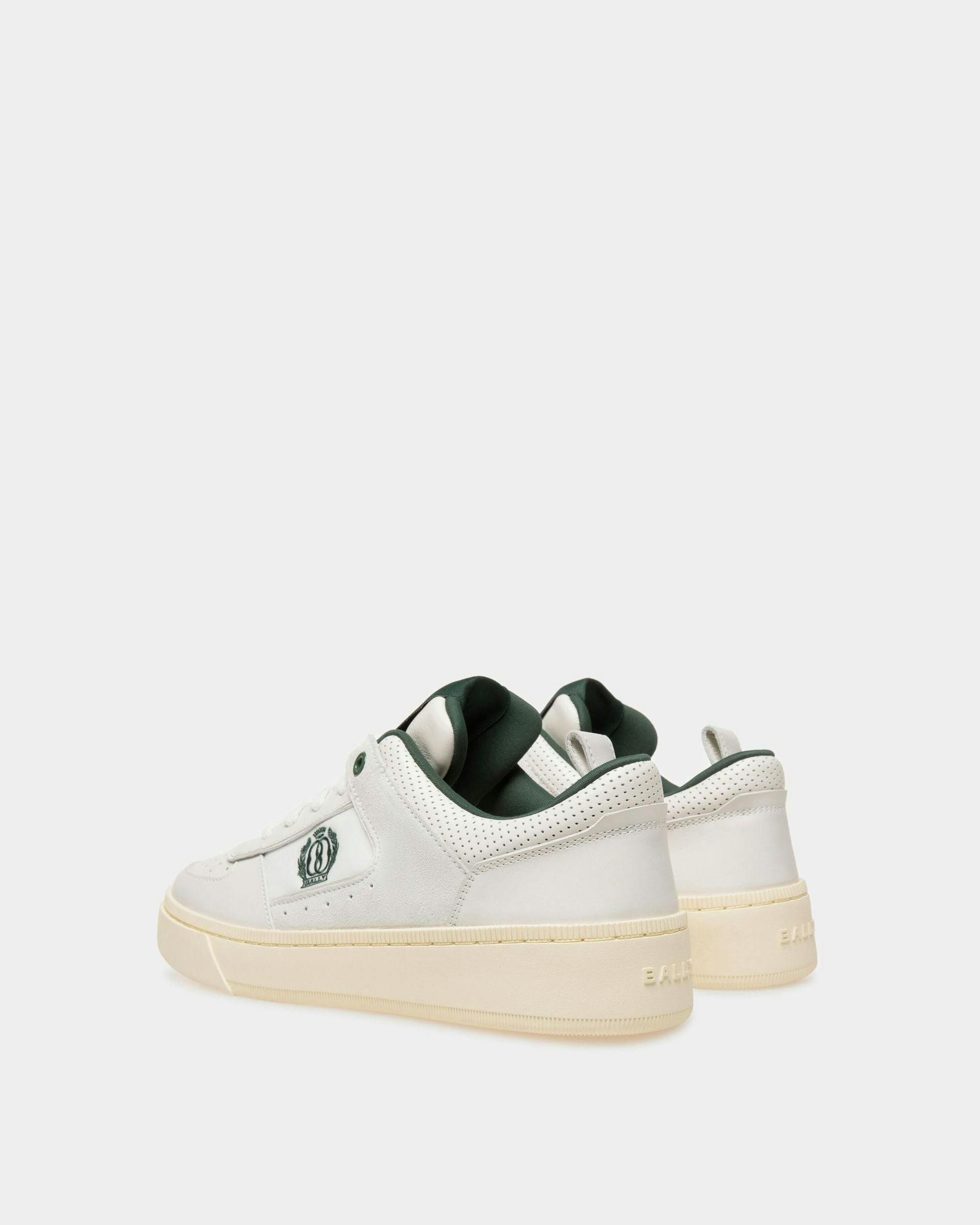 Women's Raise Sneakers In White And Green Leather | Bally | Still Life 3/4 Back