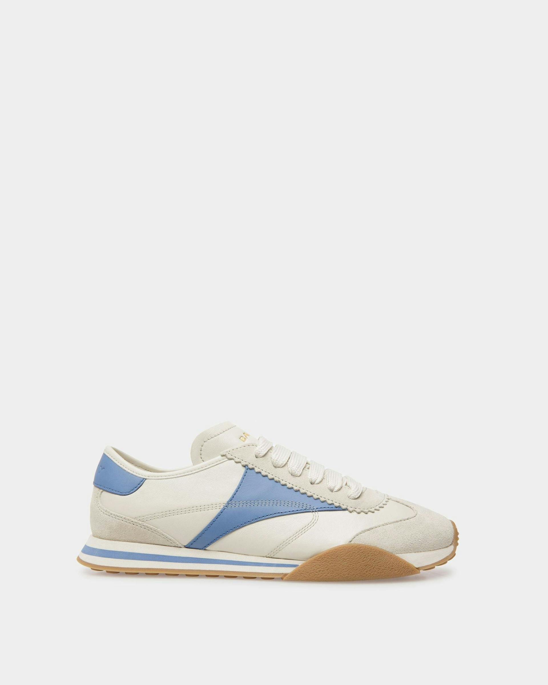 Sussex Sneakers In Dusty White And Blue Leather - Women's - Bally - 01