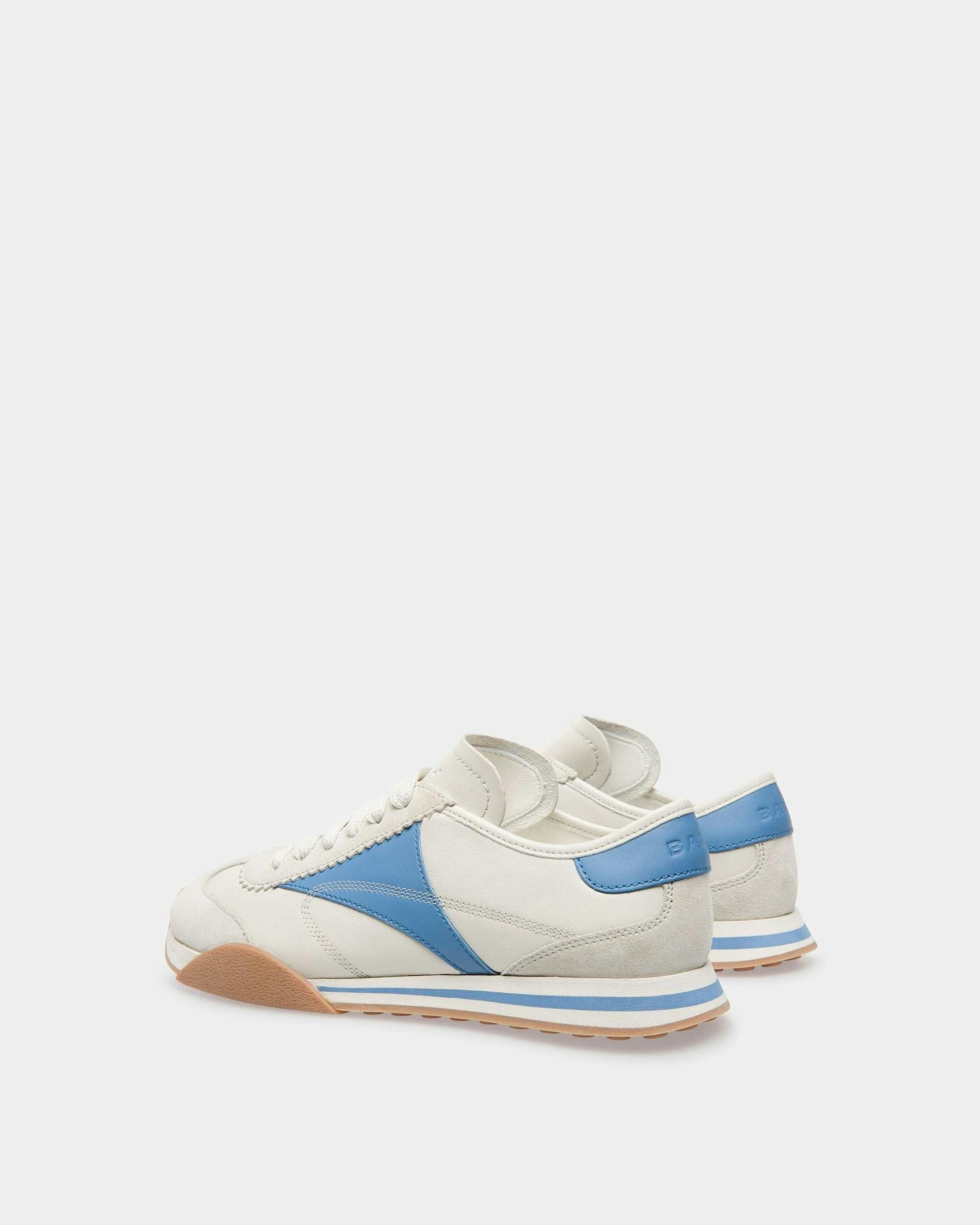 Women's Sussex Sneakers In Dusty White And Blue Leather | Bally | Still Life 3/4 Back