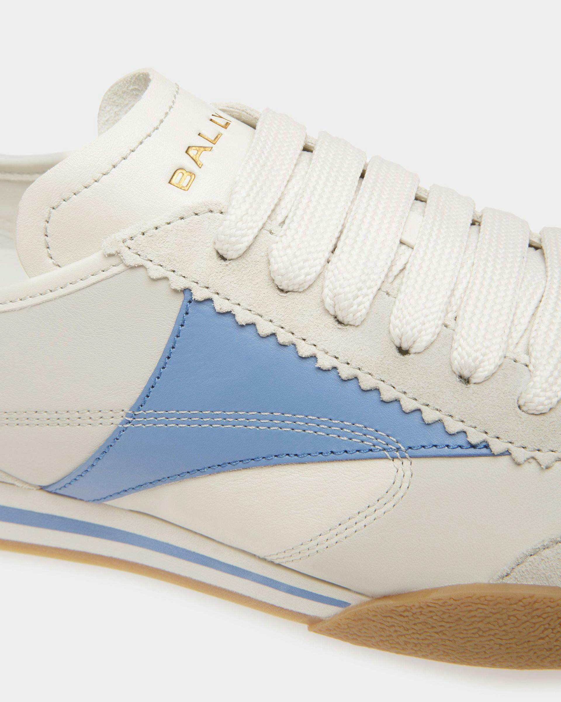 Sussex Sneakers In Dusty White And Blue Leather - Women's - Bally - 05